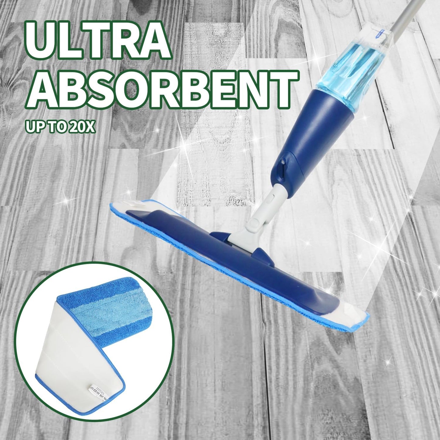 8 Pack Microfiber Cleaning Pads for Bona Mop, Reusable Microfiber Mop Pads for 18 Inch Mop, Hardwood & Hard Surface Floors Replacement Cleaning Mop Pads, Machine Washes