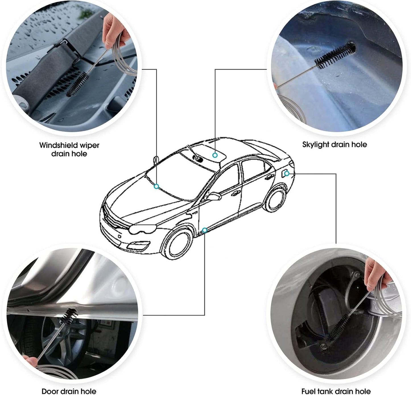 Extra-Thick Drain Brush with Stronger Spring - 67-Inch Flexible Pipe Cleaning Tool - Dual Bristle Heads - Ideal for Curved Pipes and Slim Holes – Black