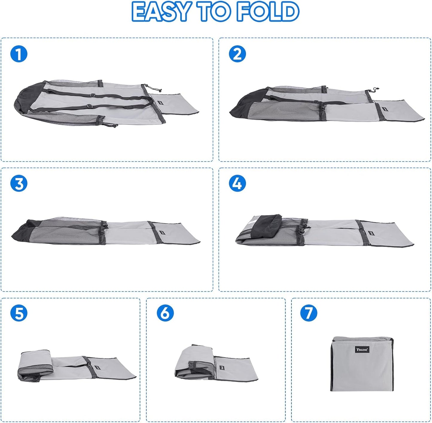 BALEINE 150L Laundry Bag Backpack, 900D Oxford Fabric Large Travel Laundry Bags with Shoulder Straps and 2 Mesh Pockets for College Dorm, Apartment, Laundromat (Grey, 150L)