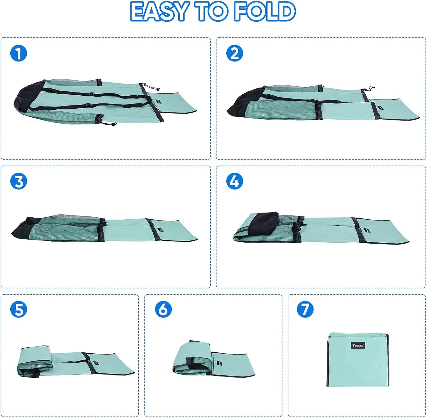 BALEINE 120L Laundry Bag Backpack, 900D Oxford Fabric Large Travel Laundry Bags with Shoulder Straps and 2 Mesh Pockets for College Dorm, Apartment, Laundromat (Sky Blue, 120L)