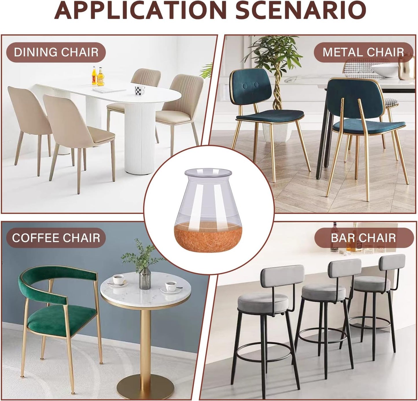 Chair Leg Floor Protectors Chair Leg Protectors for Hardwood Floors Felt Silicone Caps Strengthen Bottom Protection Anti-Scratch Reduce Noise 16 Pack Clear Round Small Fit 1/2" to 3/4" (14-19mm)