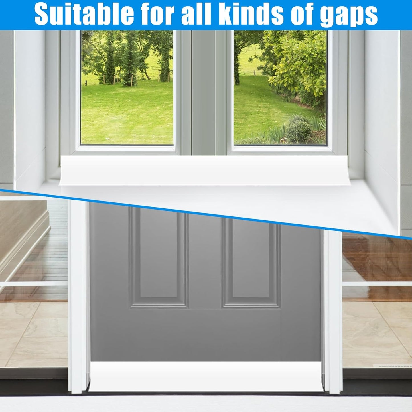 Draft Seal Tape for Doors and Windows 2 in x 20 Ft Silicone Weather Stripping Extra Thick 2mm Door Seal Strip with Strong Adhesive Draft Insulation Stopper Side Seal - White