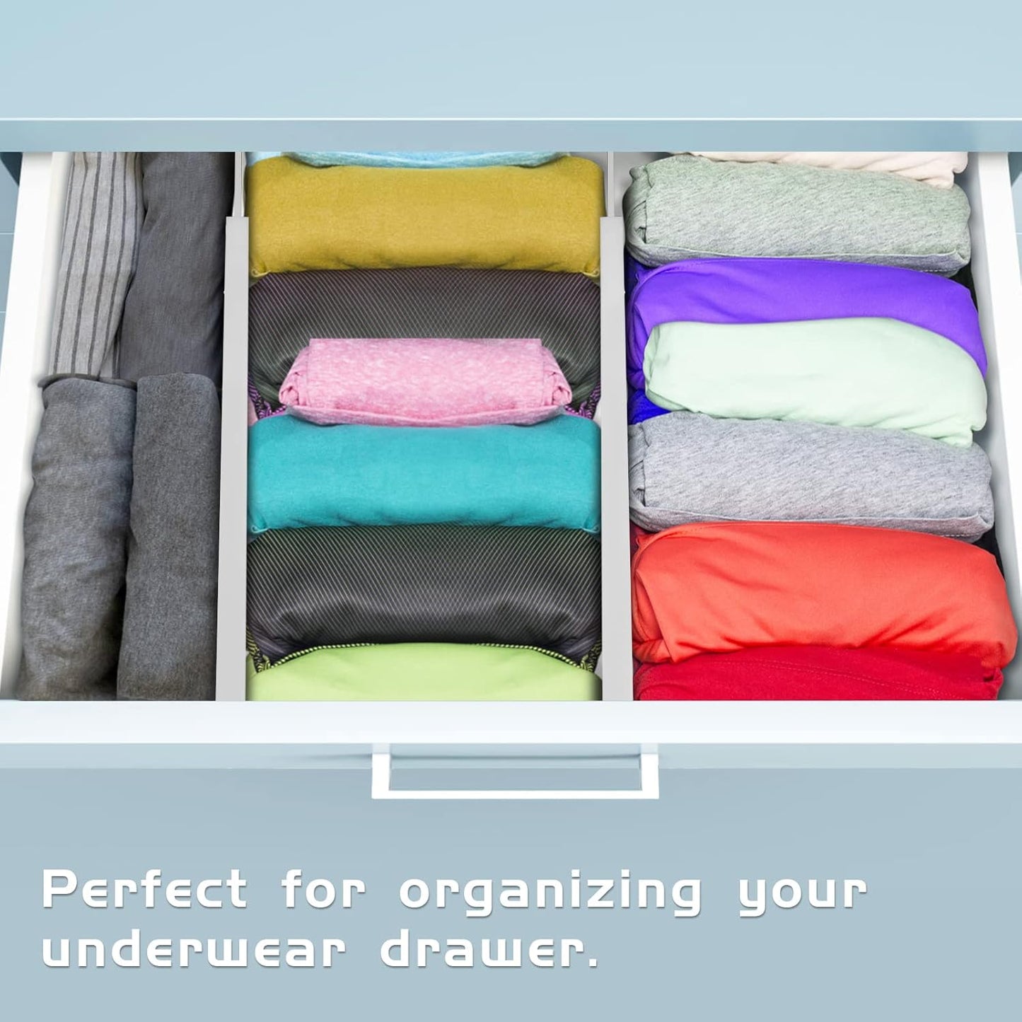 4 Pack Bamboo Drawer Dividers, Adjustable Length from 12 Inch to 17 Inch, Expandable Kitchen Drawer Organizer, Drawer Organization Separators for Clothes, Kitchen, Bedroom, Dresser, Office (White)