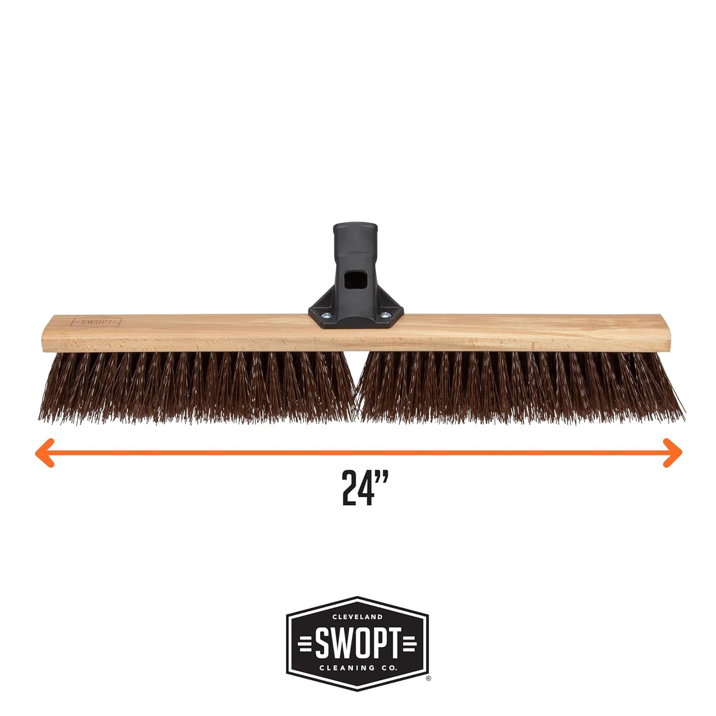 SWOPT 24” Premium Rough Surface Push Broom Head — Outdoor Push Broom for Driveways, Sidewalks, Patios — Cleaning Head Interchangeable with All SWOPT Cleaning Products for Efficient Cleaning & Storage