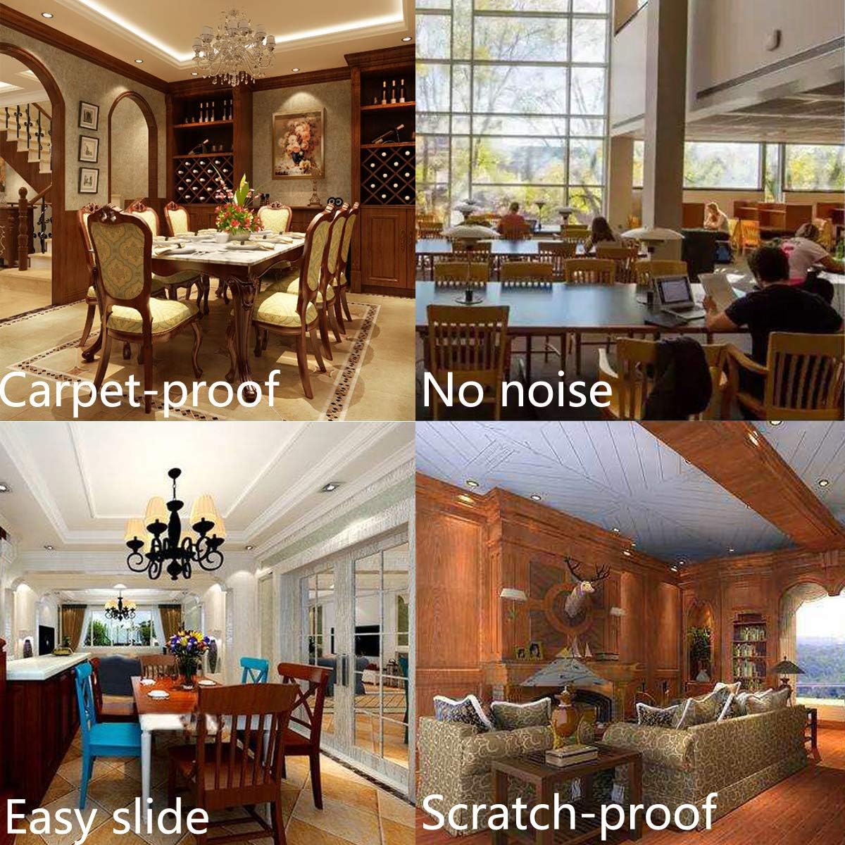 Furniture Glides Sliders-Furnigear PTFE (Teflon) Chair Leg Movers Sliders for Carpet and Hardwood Surface - Move Your Furniture Easily & Safely - Best Floor Protector (1-1/4", 24pack)