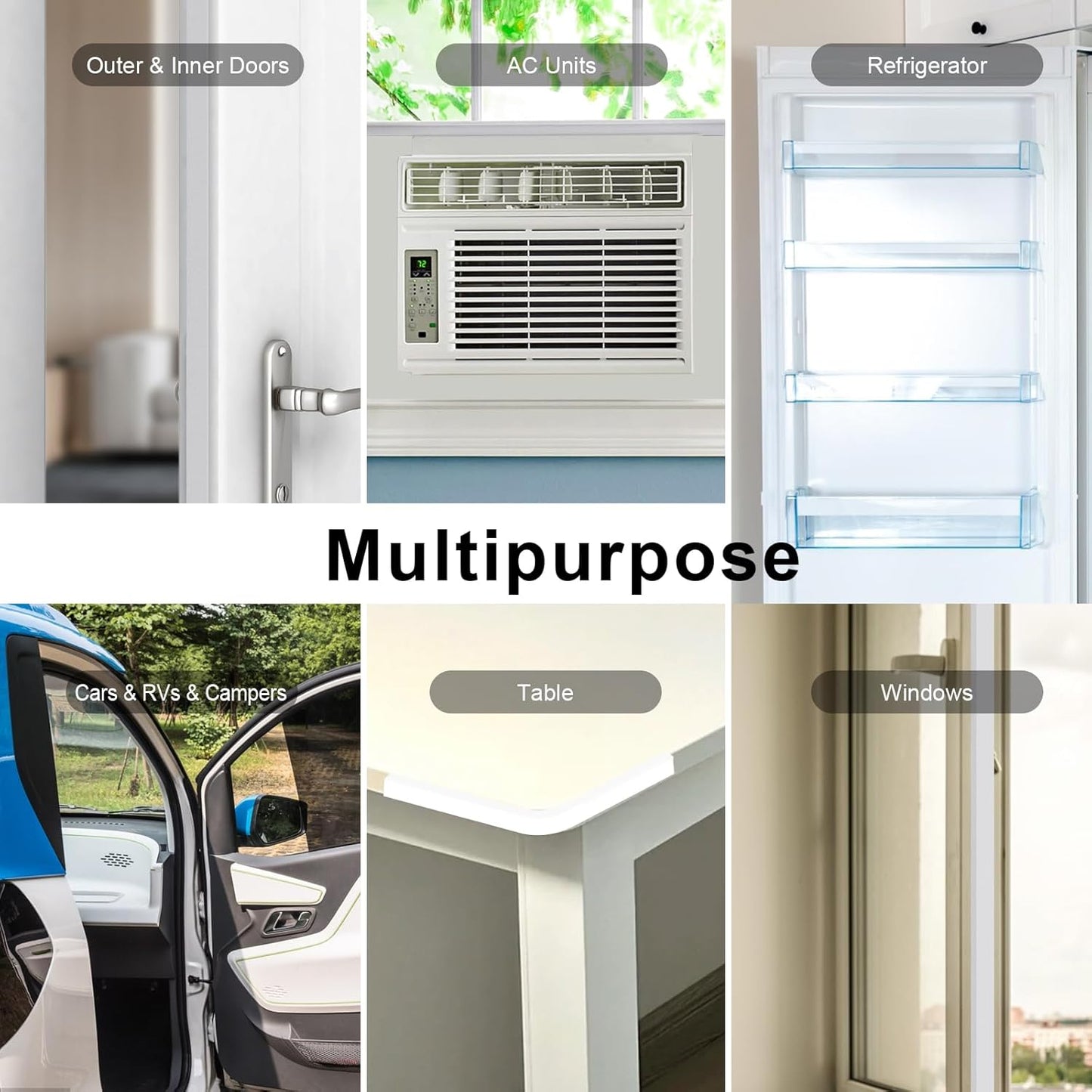 Door Weather Stripping for Doors and Window, Window Insulation Door Seal Tape, Self Adhesive Foam Gasket Tape, Foam Seal Strip Sliding Door Weather Strip, Energy-saving(1/4 in x 1/4 in x 33Ft)