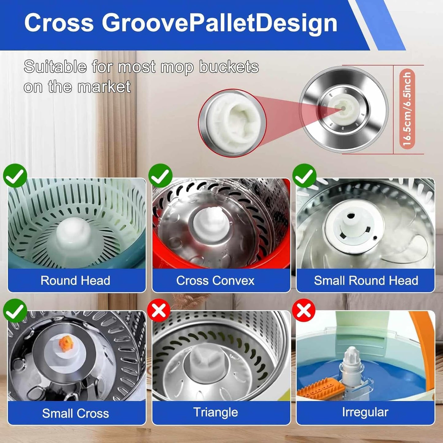 Replacement Handle for Swivel mop, 360° Swivel Adjustment, Reinforced Locking Telescopic Pole + 3 Reusable Microfiber mop Refills + 1 Stainless Steel Tray, Multi-Scenario mop Handle (Blue)