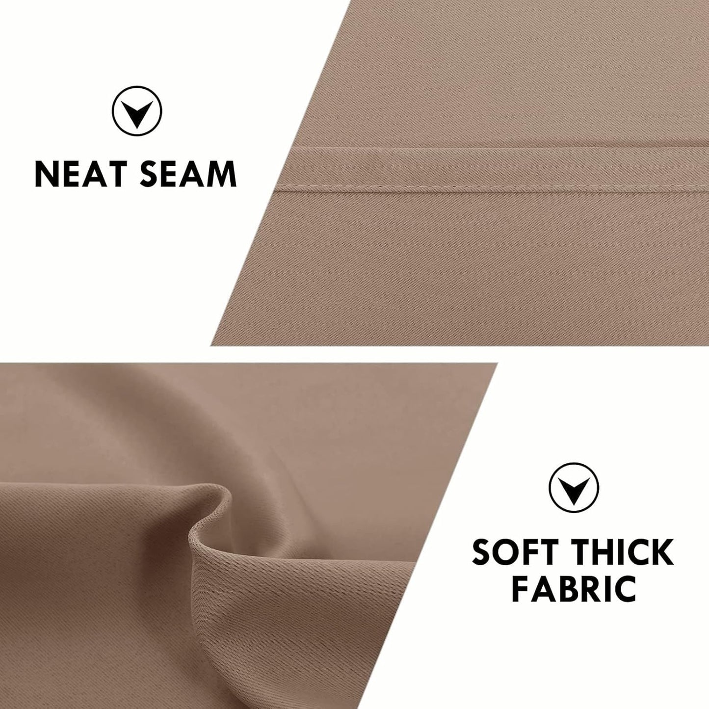 DWCN Blackout Curtains for Living Room Thermal Insulated, Energy Saving & Noise Reducing Bedroom Curtains, Khaki, W 70x L 84 Inch, Set of 2 Rod Pocket Curtain Panels