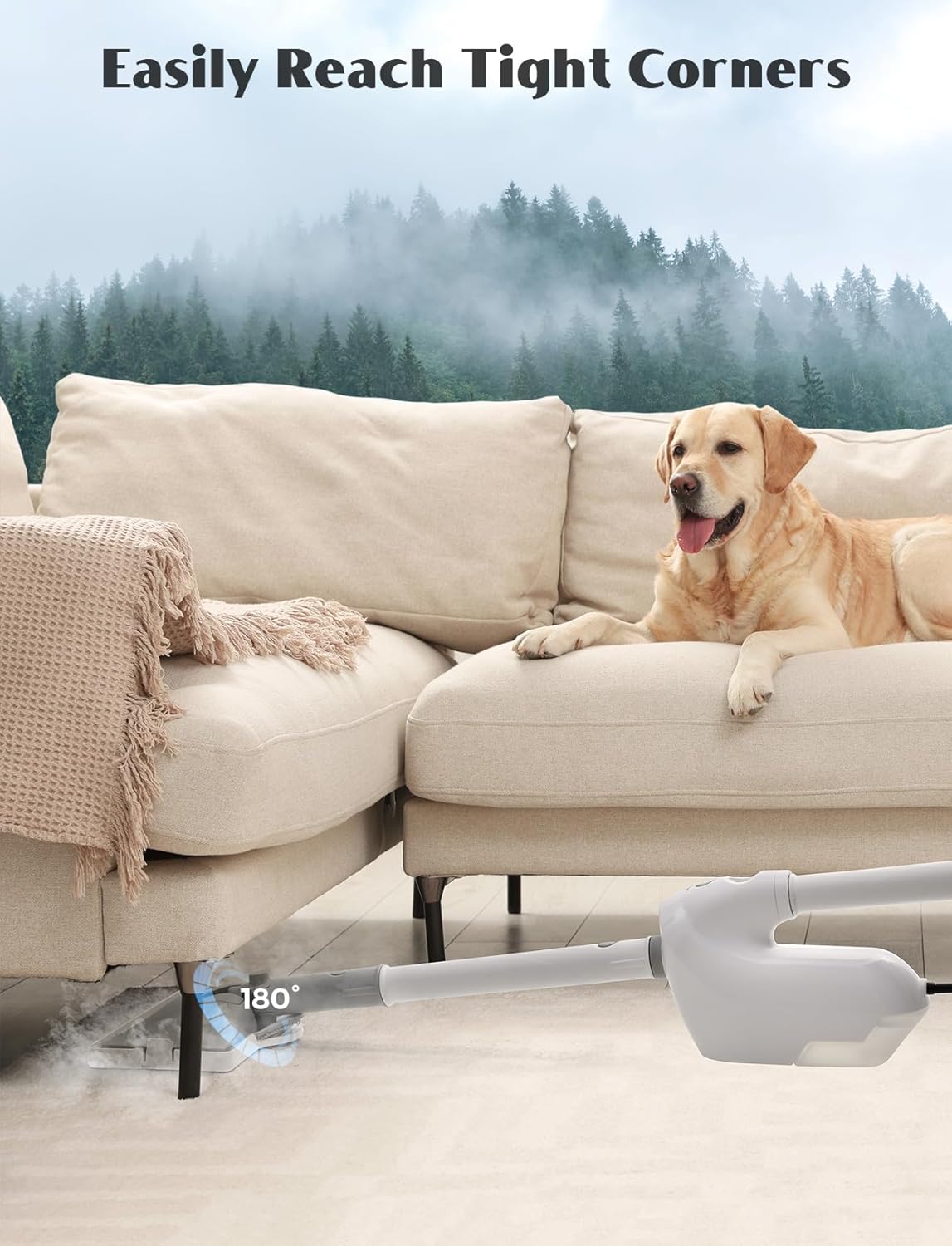 10-in-1 Steam Mop with Detachable Handheld Steamer, Multi & Up Steam Cleaner for Home with 350ml Tank, 10s Heat-Up, 2-Level Control, Lightweight and Multi-Surface Steamer for Floors, Carpets, Tiles