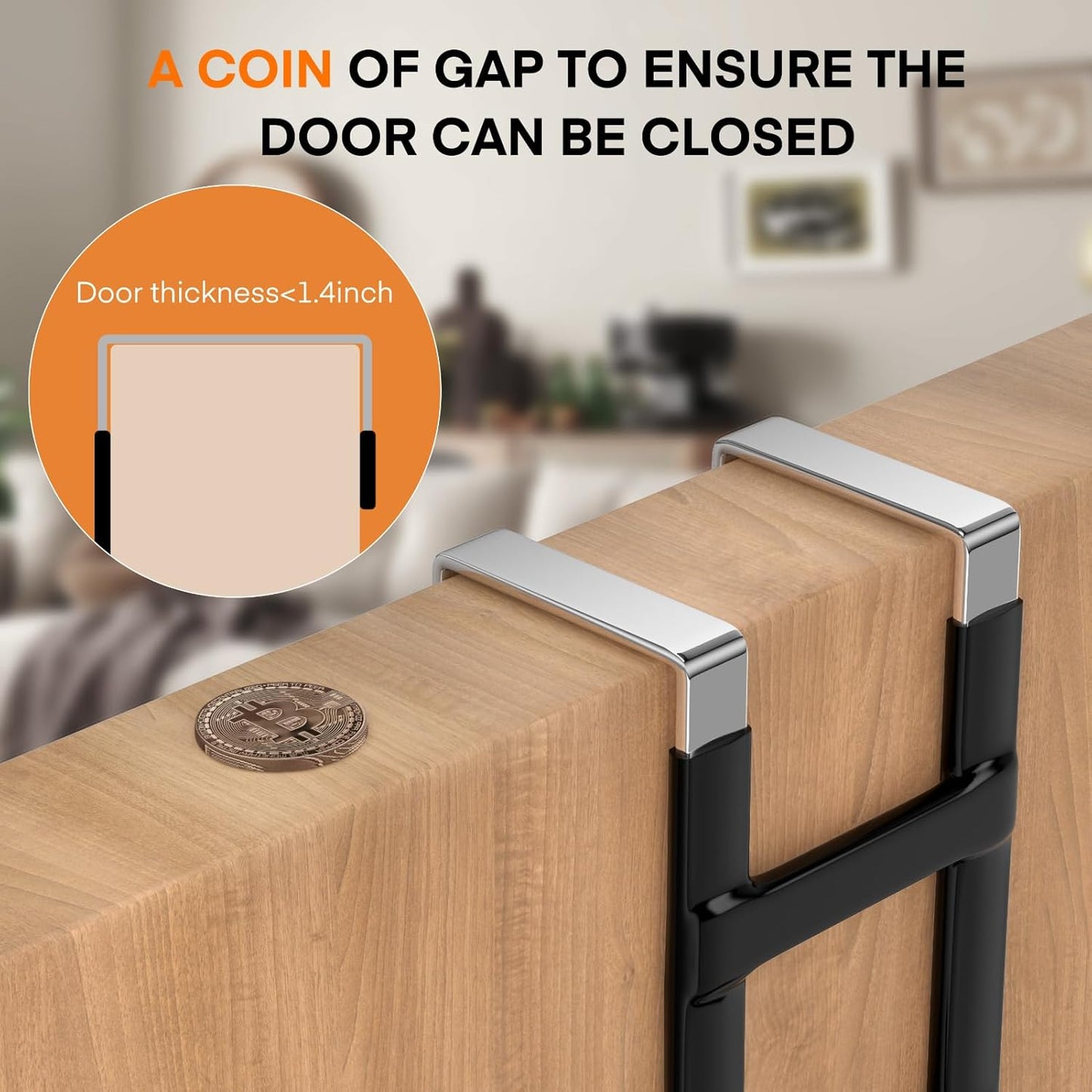 FYY Over The Door Hooks - 4 Pack Heavy Duty Dual-Hook Organizer Hanger with Non-Slip Rubber for Towels, Clothes, Hats & Bags Use in Bathroom, Bedroom, Kitchen - Fits Interior Doors Up to 1 3/8" Black