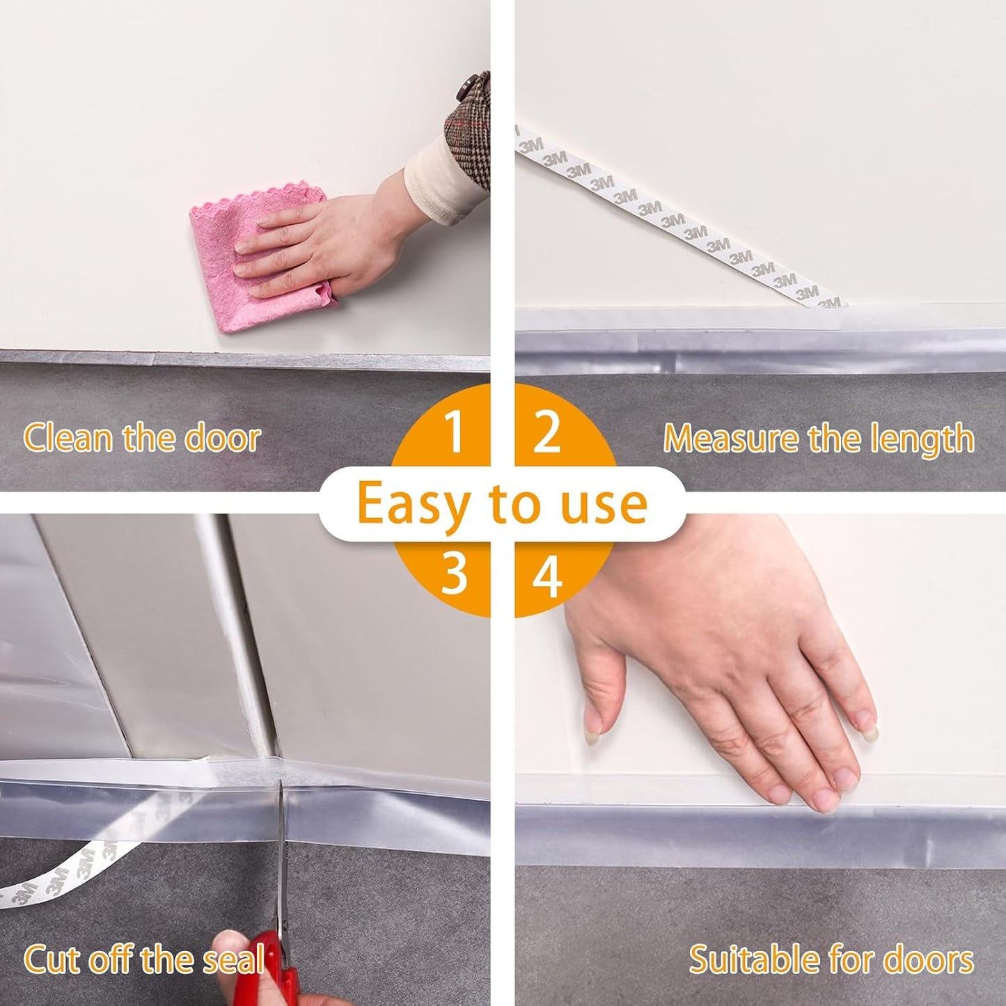 Door Weather Stripping Doors Seal Strip, 26 FT Silicone Sealing Tape for Door Draft Stopper Adhesive for Doors, Windows and Shower Glass Gaps(White, 25mm)