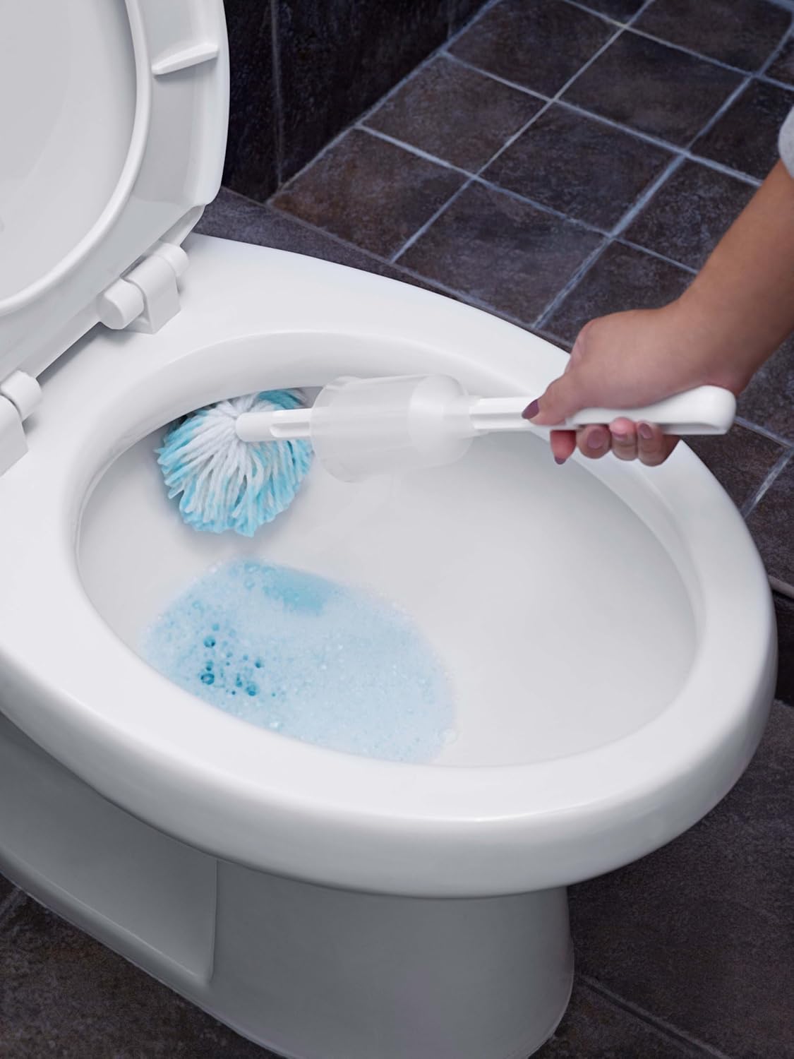 Fuller Brush Toilet Bowl Swab with Handy Holder Caddy – Antimicrobial Toilet Swab with Soft Non-Scratch Head, Long Handle, Deep Cleaning Under Rim