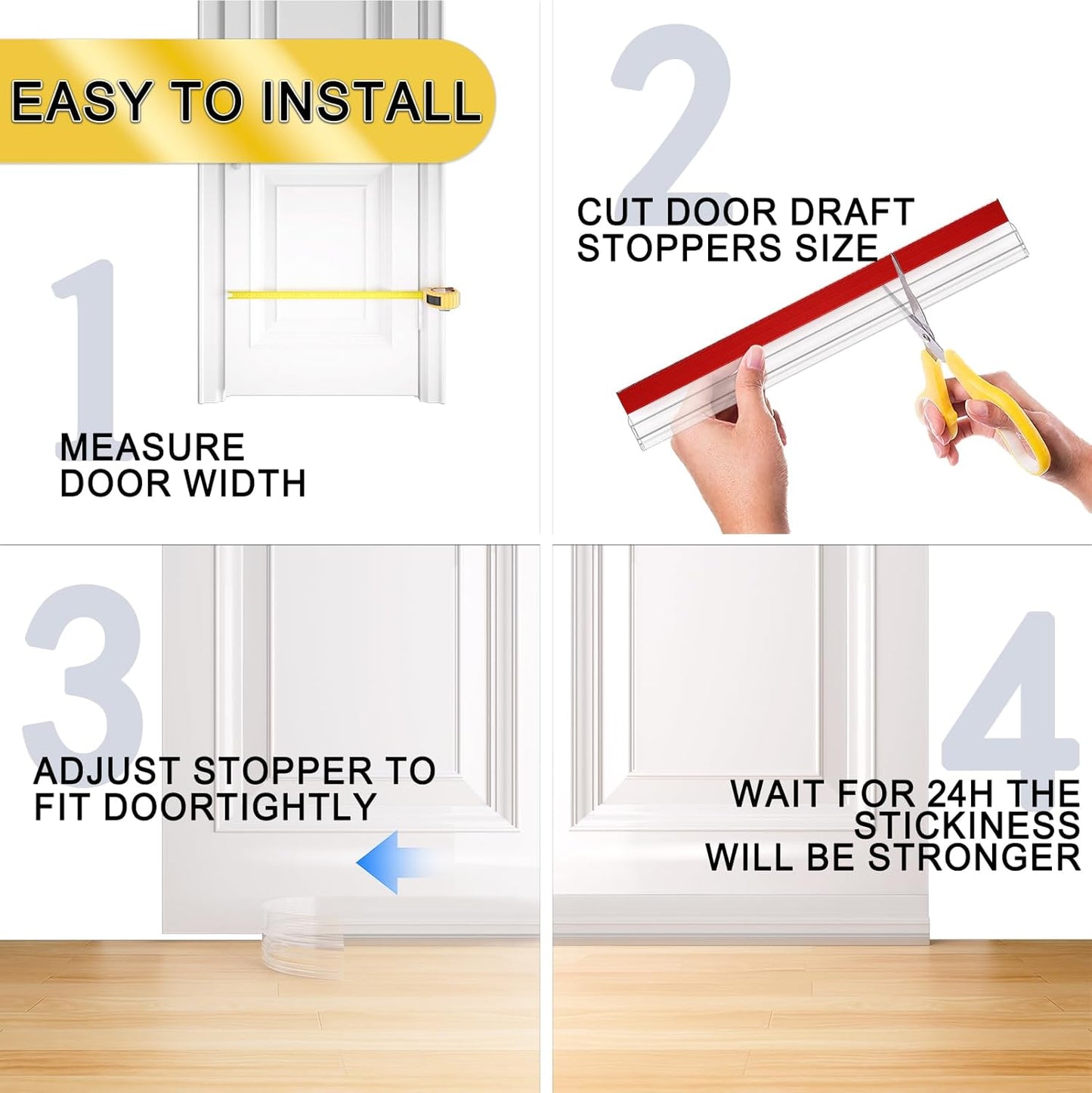 Door Draft Stopper,Door Sweep for Bottom of Door,Weather Stripping Door Seal Draft Guard Blocker Noise Cold Air Insulation Soundproofing for Exterior Interior Home Improvement(Transparent, 39")