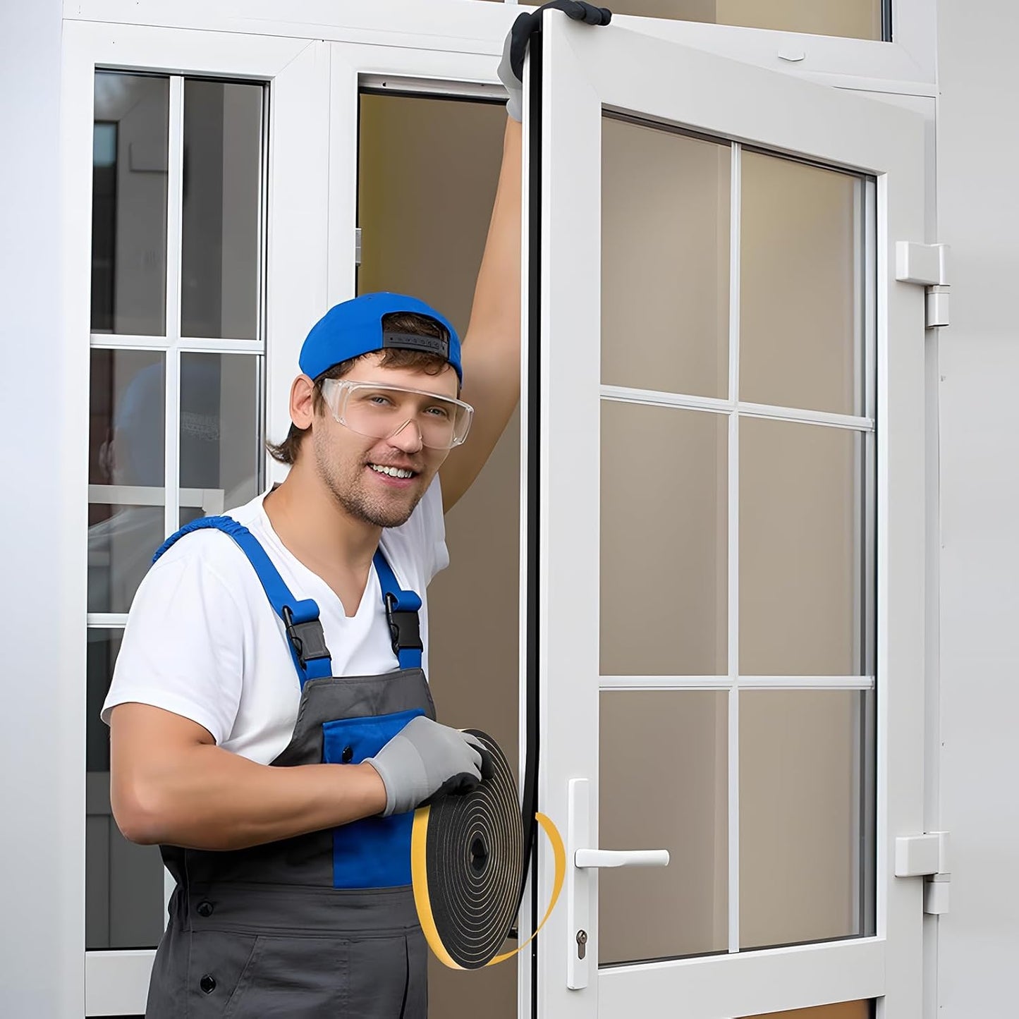 Black Weather Stripping Door Seal Strip (3/5 Inch X 1/8 Inch X 26Feet), Strong Adhesive, Lightproof, Soundproof, Weatherproof Foam Tape Insulation for Sliding Door, Front Door Frame, Windows