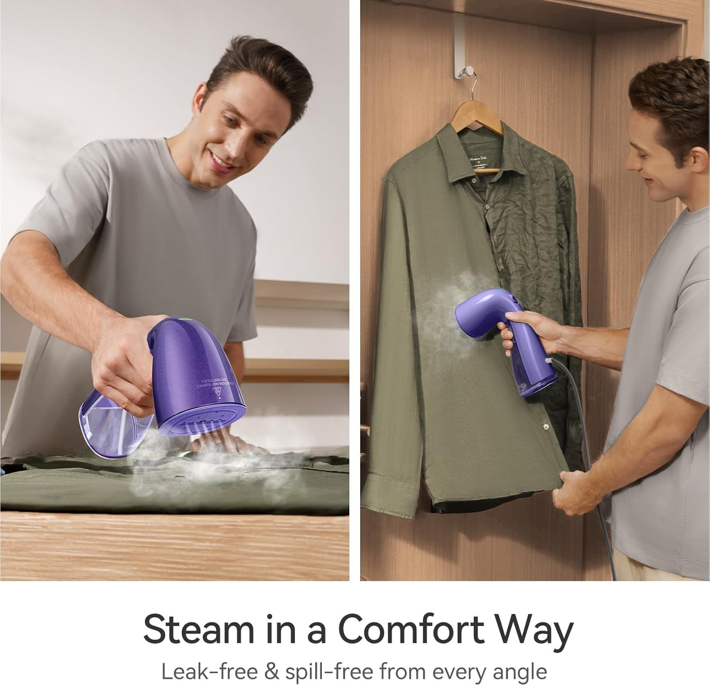 HiLIFE Steamer for Clothes, 1100W Clothes Steamer with Large 300ml Tank, Handheld Clothing Steamer, Fabric Wrinkle Remover, Portable & Compact Travel Size Garment Steamer ONLY FOR 120V (Purple)