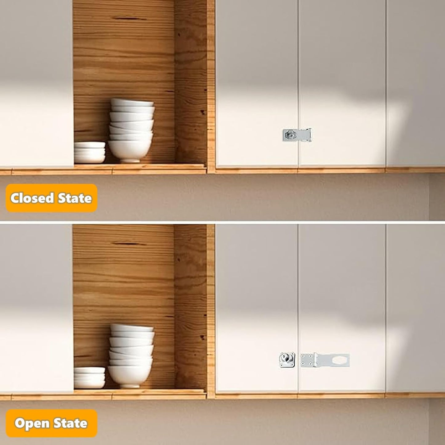 Alise Keyed Hasp Lock,4 Inch Safety Packlock Clasp Hasp Lock Latch with Lock,Door Hinge Lock with Keys Keyed Locking Hasp for Cabinets Closets Doors,Chrome