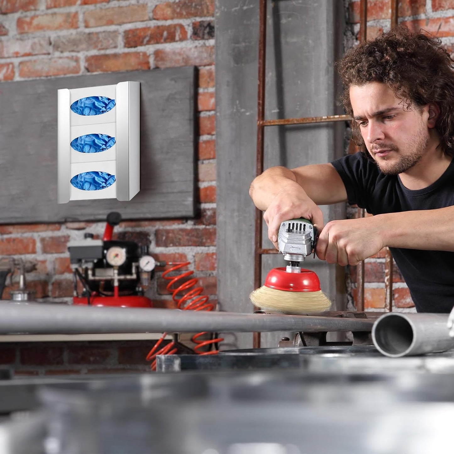 Blulu 4 Pack Glove Box Holder/Dispenser Stainless Steel Triple Wall Mounted Glove Box Organizer, 9.84" H x 14.96" W x 3.74" D