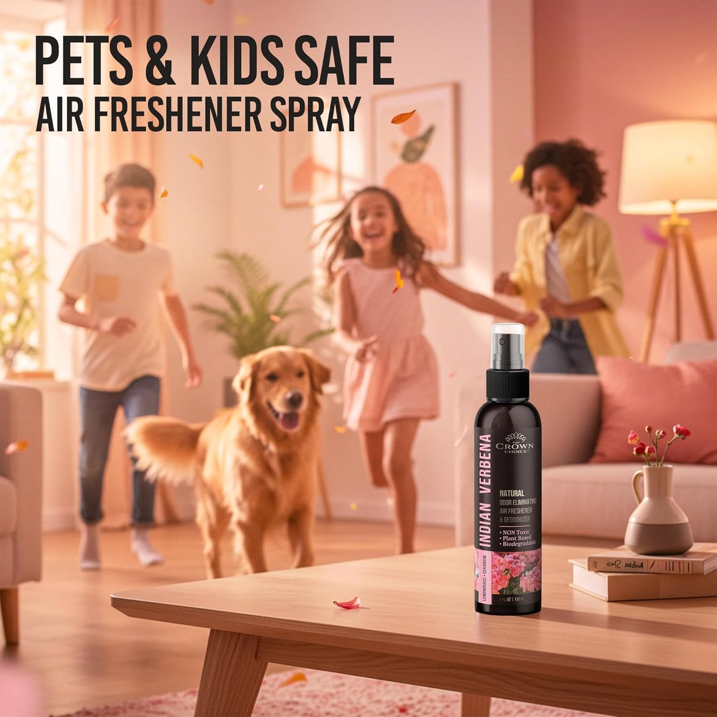 Natural Air Freshener Spray—Geranium & Lemongrass Odor Eliminator—Non-Toxic Essential Oil Deodorizer Spray for Home,Toilet,Room,Lounge,Laundry,Cabinet,Fabric;Safe for Kids & Pets—2PK- 4Oz each