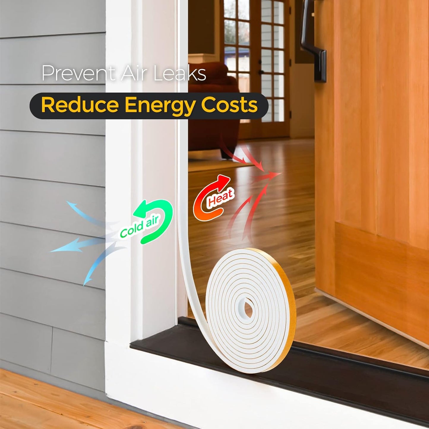 33 Feet Weather Stripping Door Seal, 1" Wide X 1/8" Thick Door Seal Strip High Density Foam Tape Adhesive Strip for Door Soundproofing,Window Insulation (1" x 1/8" x 33FT,White)