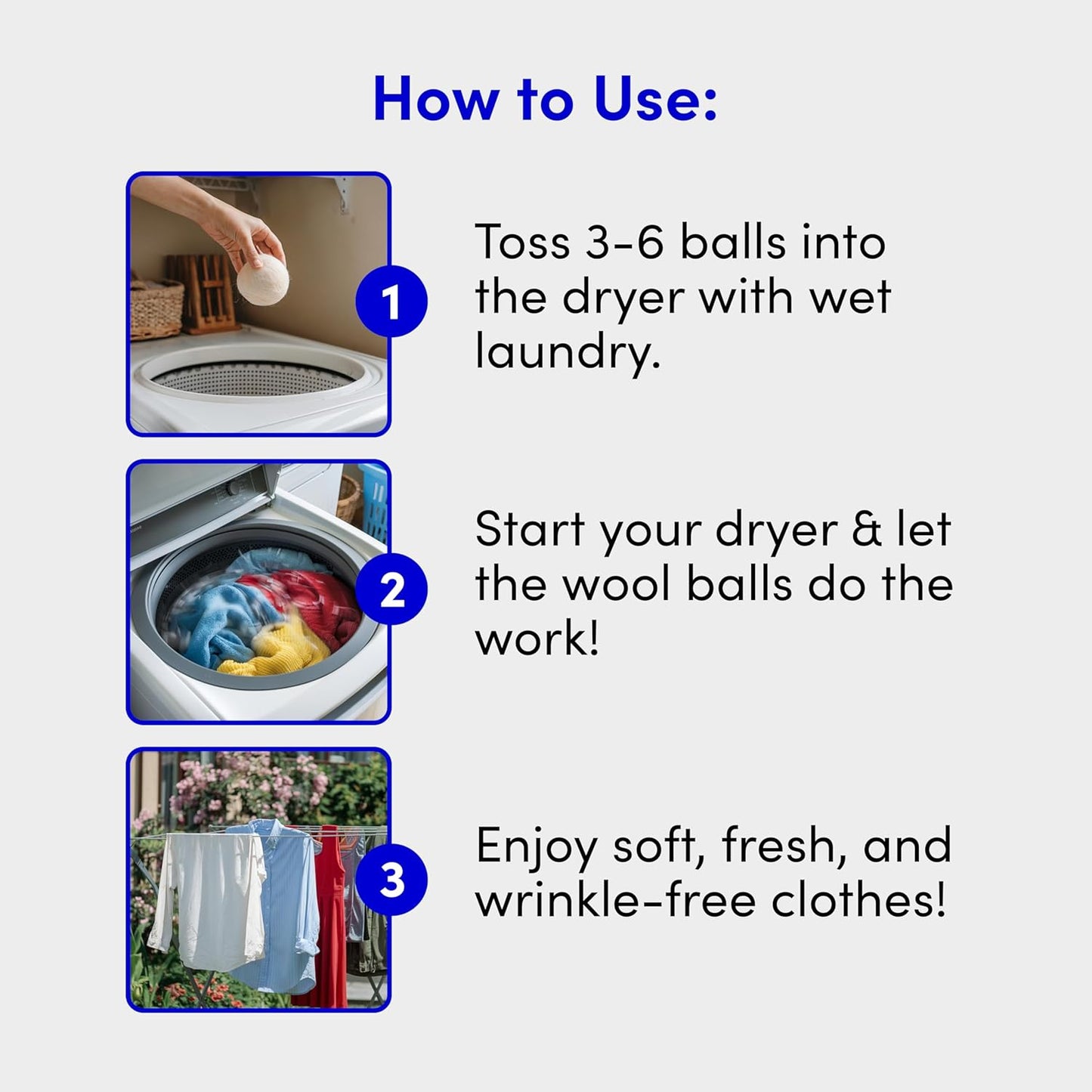 Zero Trace Wool Dryer Balls - Dryer Balls Laundry Reusable - Eliminate Wrinkles Static & Lint – Cruelty Free & Non-Toxic - Laundry Balls for Dryer -Fabric Softener Ball – Wool Balls with Fragrance Oil