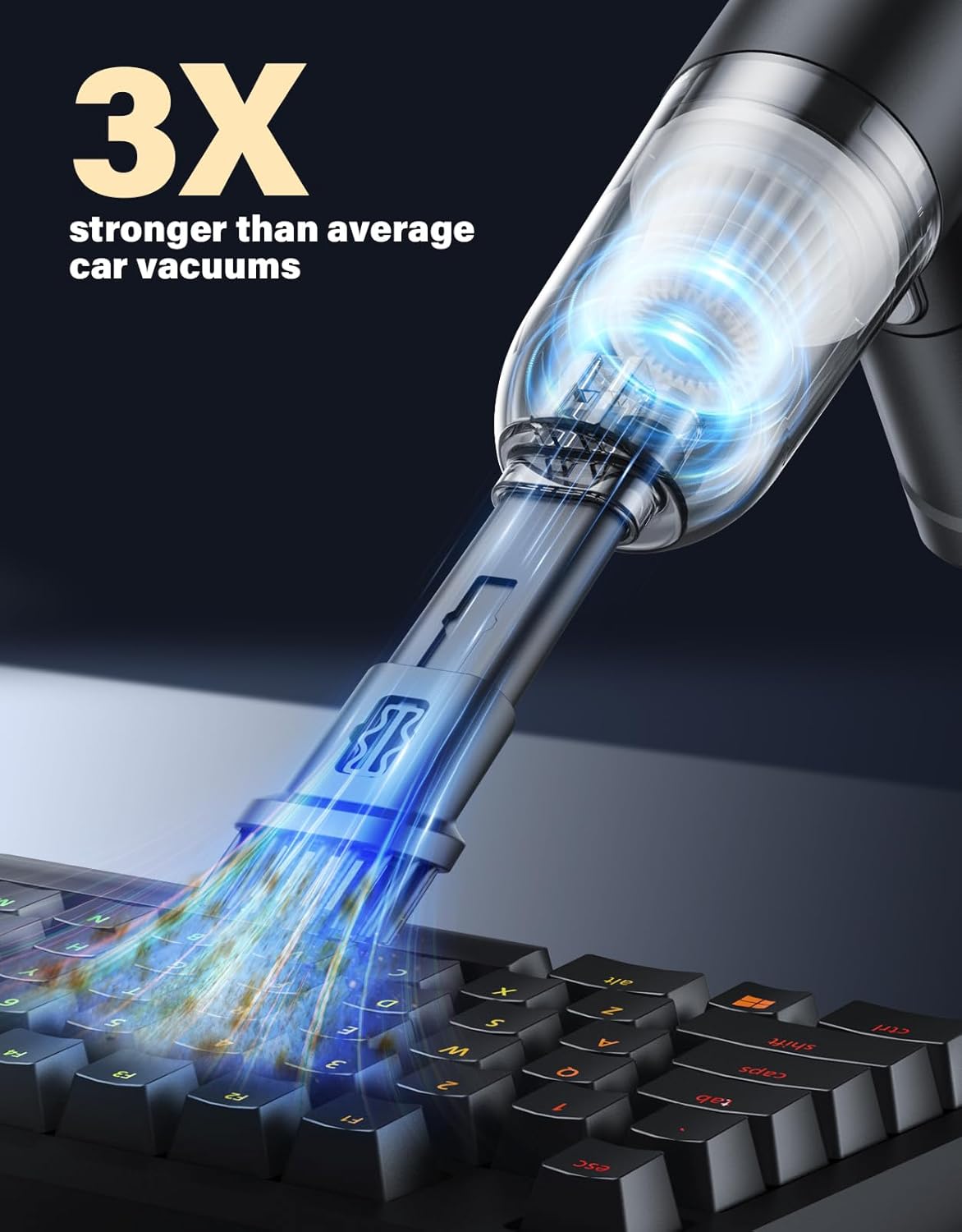 Car Vacuum Portable Cordless, 9000Pa Handheld Vacuum Mini Vacuum Cleaner High Power with Best Suction, 4 in 1 Air Duster Portable Vacuum for Car Keyboard Home Pet Hair with Multi-Nozzles