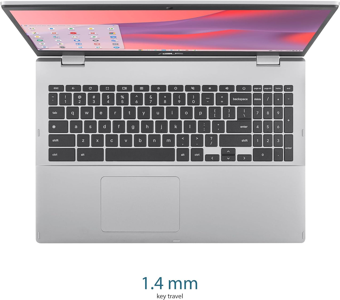ASUS Chromebook CX1, 15.6" FHD NanoEdge Display, Intel Celeron N4500 Processor, 64GB eMMC Storage, 8GB RAM, ChromeOS, Transparent Silver, CX1500CKA-AS84F