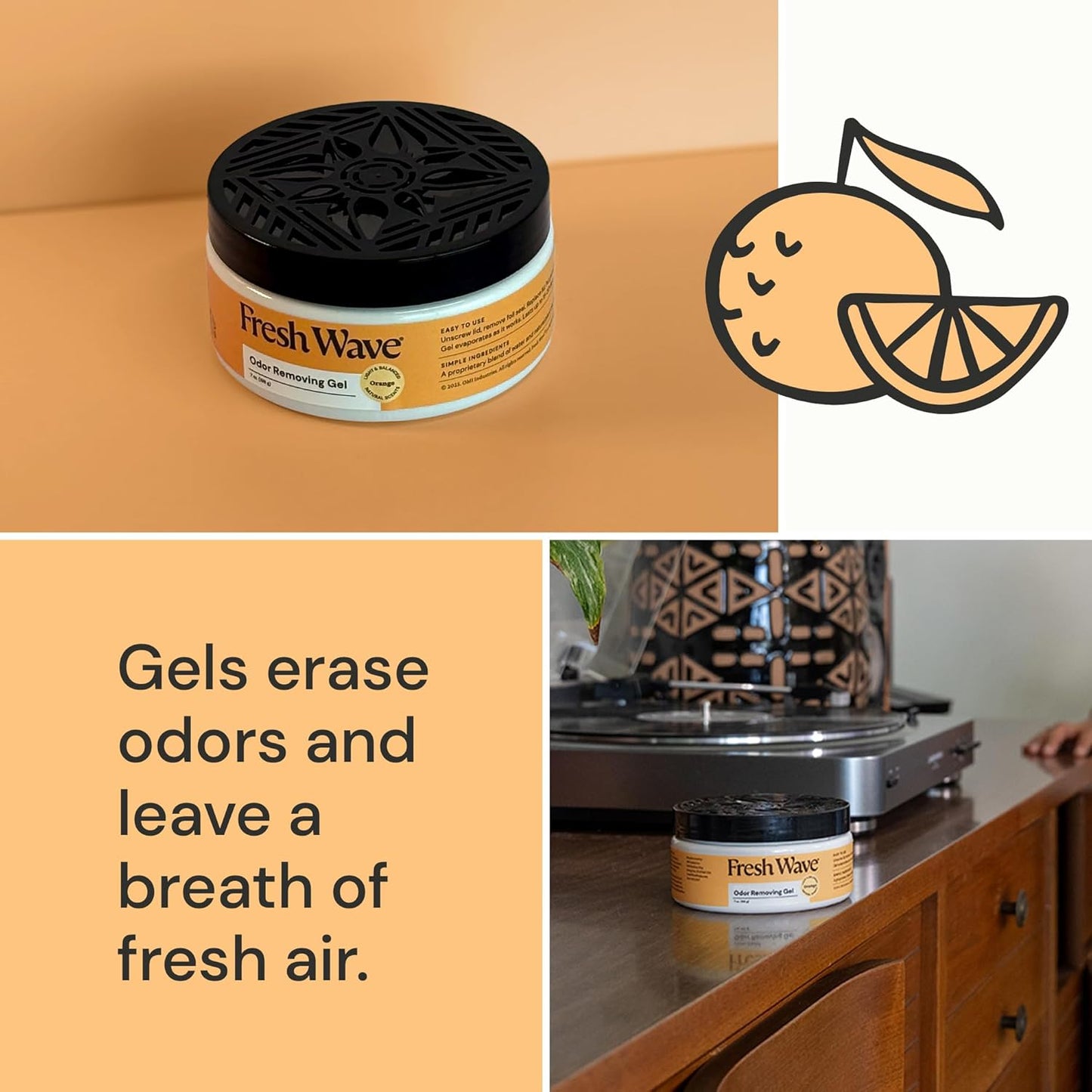 Fresh Wave Orange Odor Removing Gel, 7 oz., Pack of 3