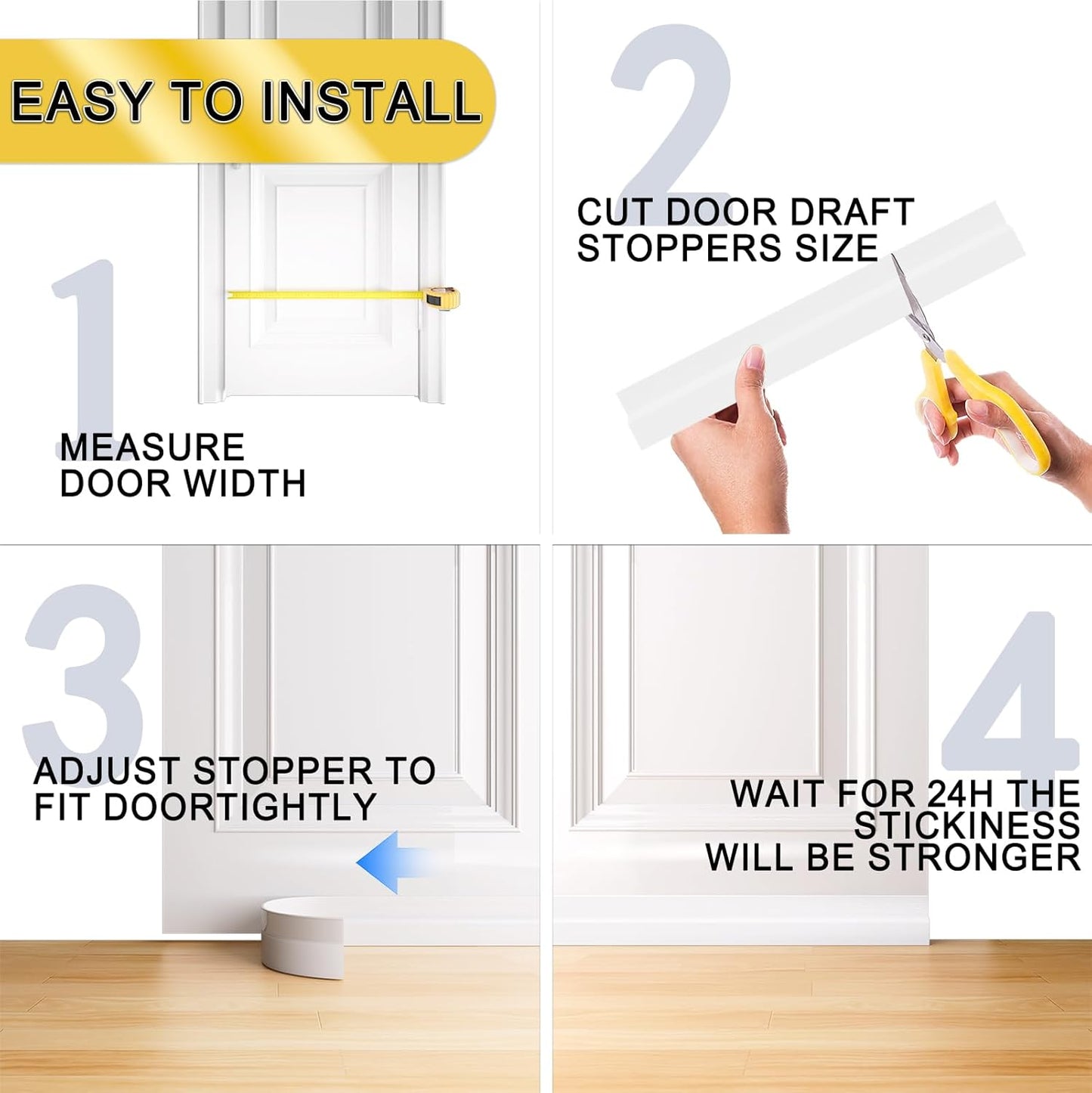 Door Draft Stopper,Door Sweep for Bottom of Door,Weather Stripping Door Seal Draft Guard Blocker Noise Cold Air Insulation Soundproofing for Exterior Interior Home Improvement(White, 39")