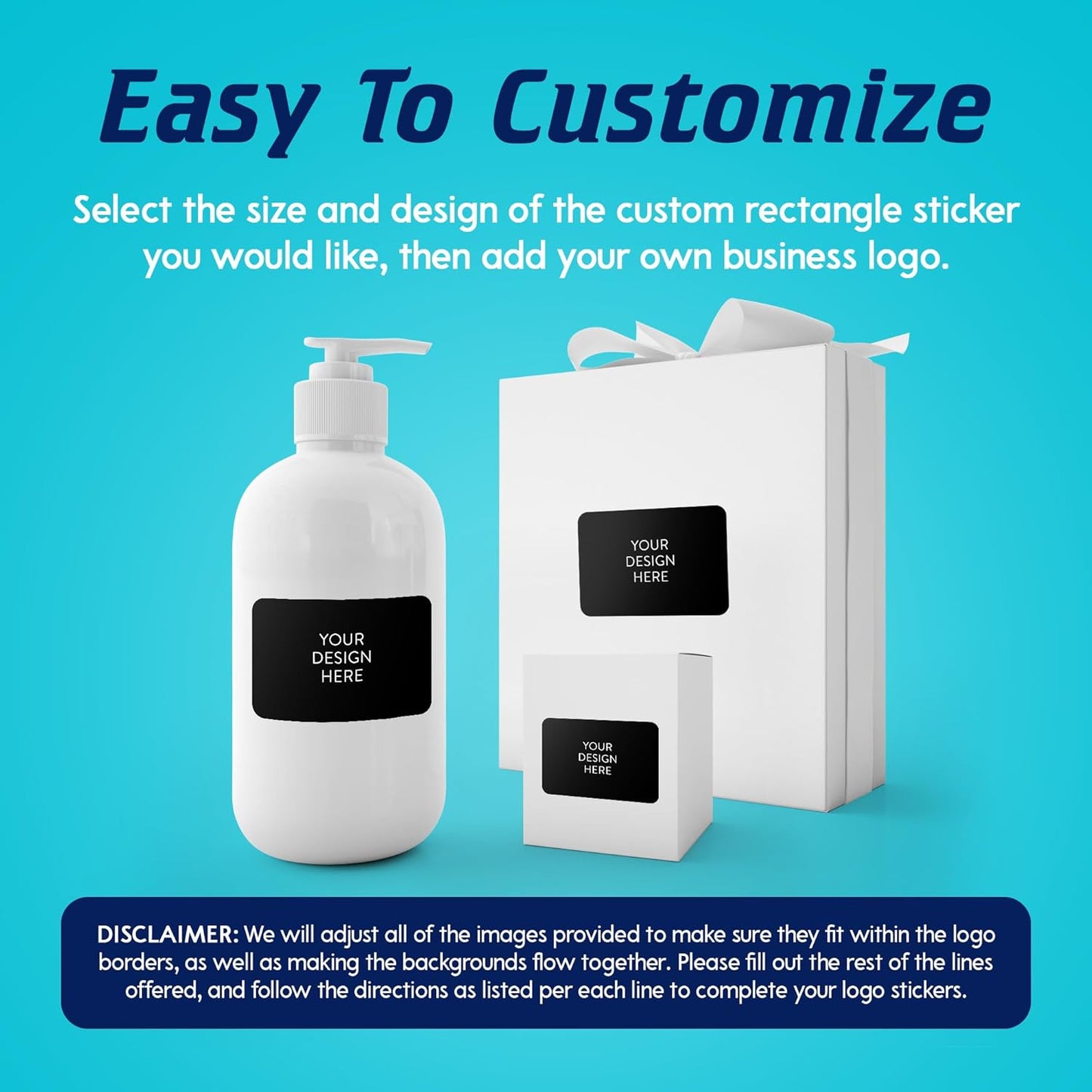 5-1000 Custom Vinyl Stickers - Upload Your own Image, Text, Design, Logo - Personalized Logo Labels for Handmade, Packaging, Bottle, Jars, Candle, Brand Stickers (Black, 4x2)