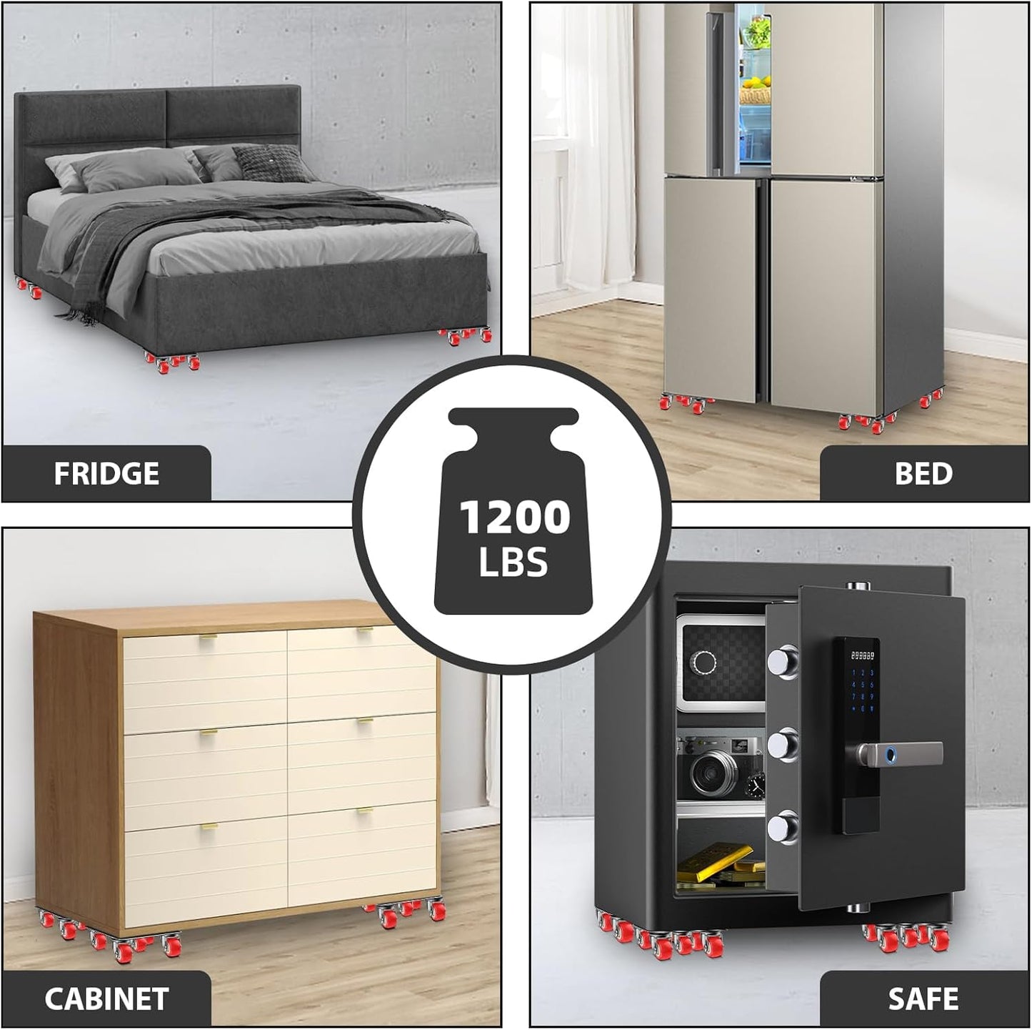Furniture Dolly Furniture Sliders Furniture Movers with 5 Wheels Appliance Rollers Furniture Moving Wheels Furniture Movers Lifter Rollers for Heavy Duty Tool Furniture 1200lbs Load Capacity