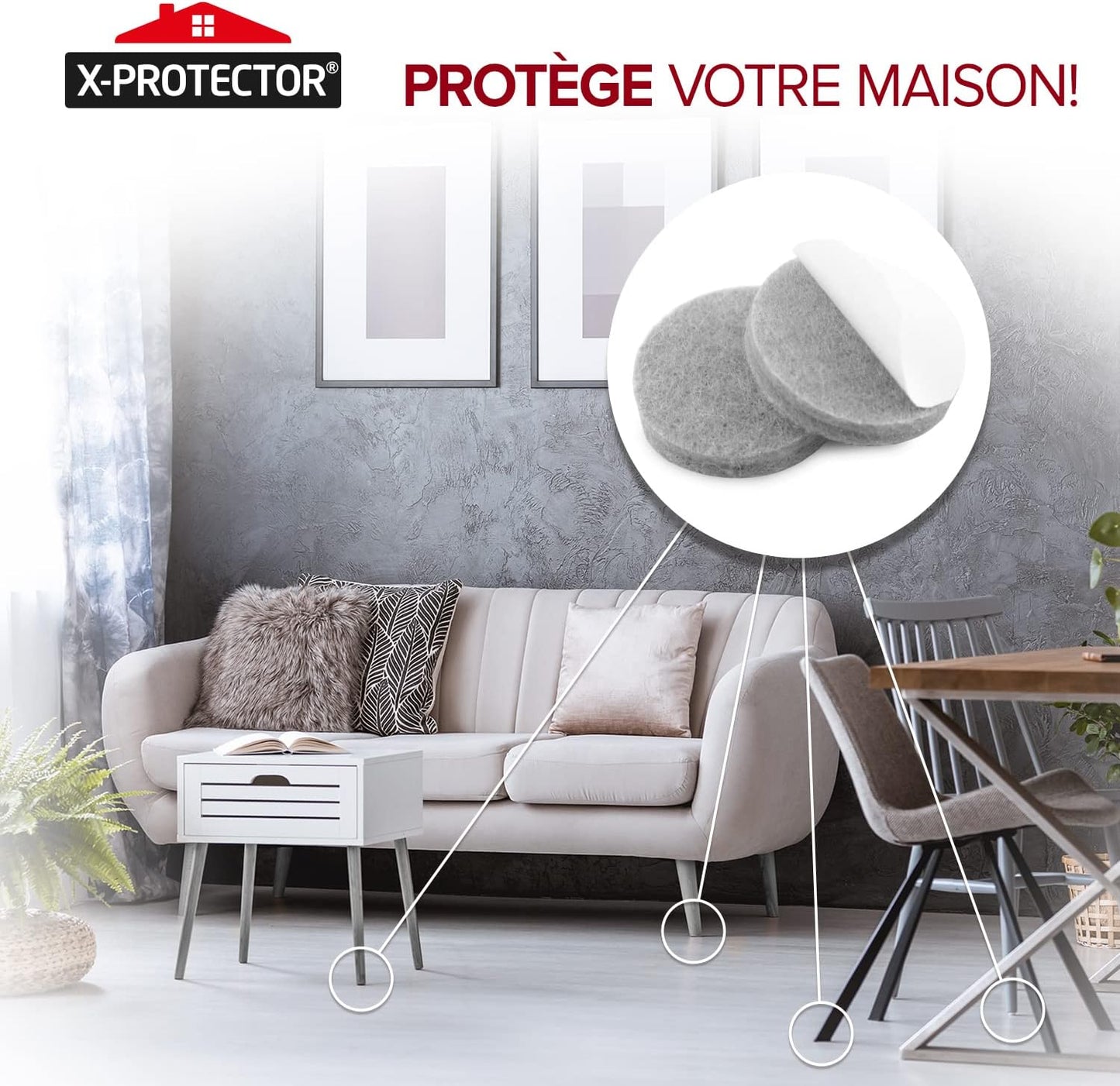 235 pcs Grey Felt Furniture Pads X-Protector! Huge Quantity of Furniture Pads for Hardwood Floors with Many Big Sizes – Your Ideal Wood Floor Protectors for Furniture. Protect Any Type of Hard Floor!