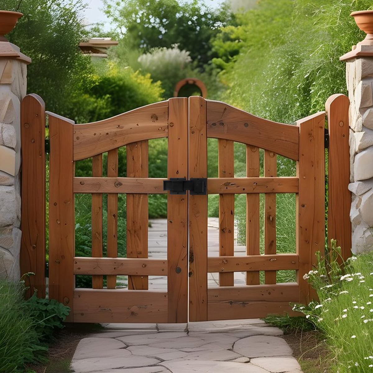 7.5'' Flip Gate Latch Lock with Padlock Hole 4mm Heave Duty Carbon Steel Adjustable Barn Door Lock Safety Gate Hardware for Ourdoor Wooden Fence, Cabinet, Shed, Sliding Doors