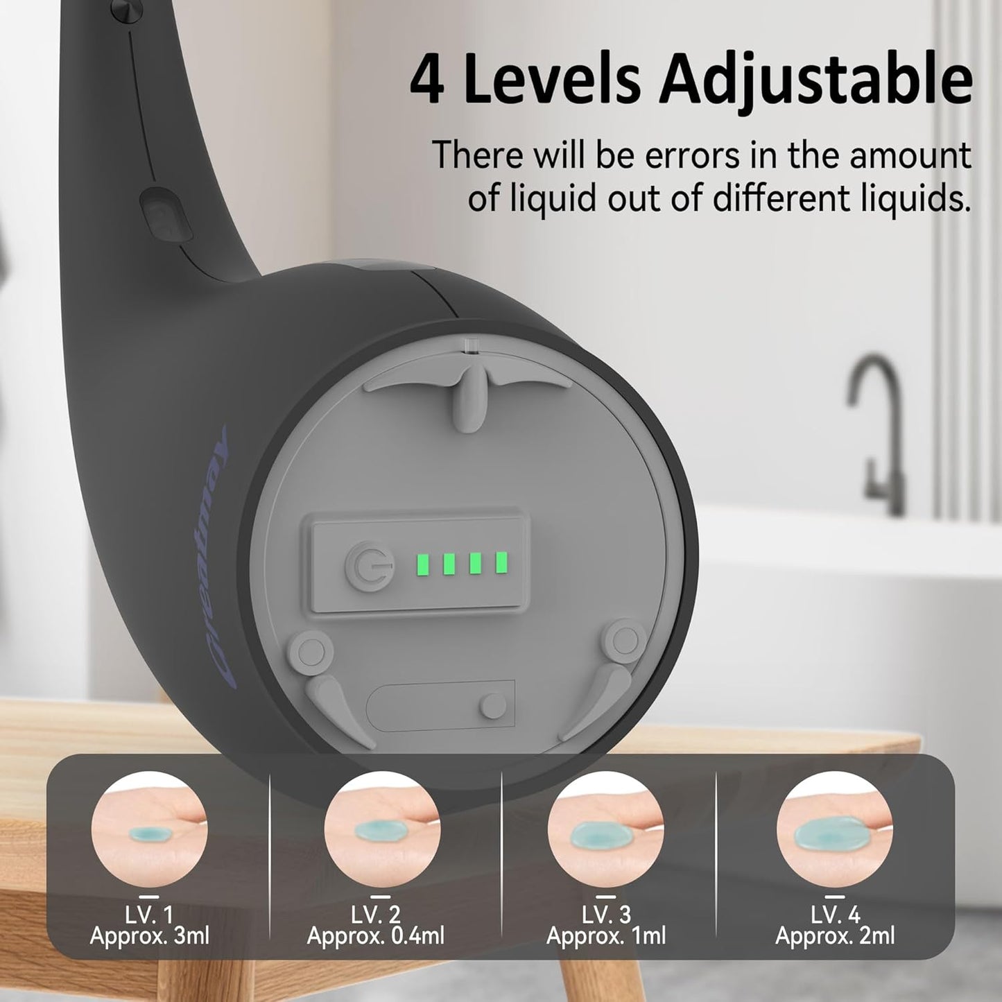 Adjustable Automatic Soap Dispenser Touchless, 4 Adjustable Levels Touchless Sensor Liquid Soap Pump Dispenser,300ml Rechargeable Magnetic Charging Hand Soap Dispenser for Kitchen,Bathroom