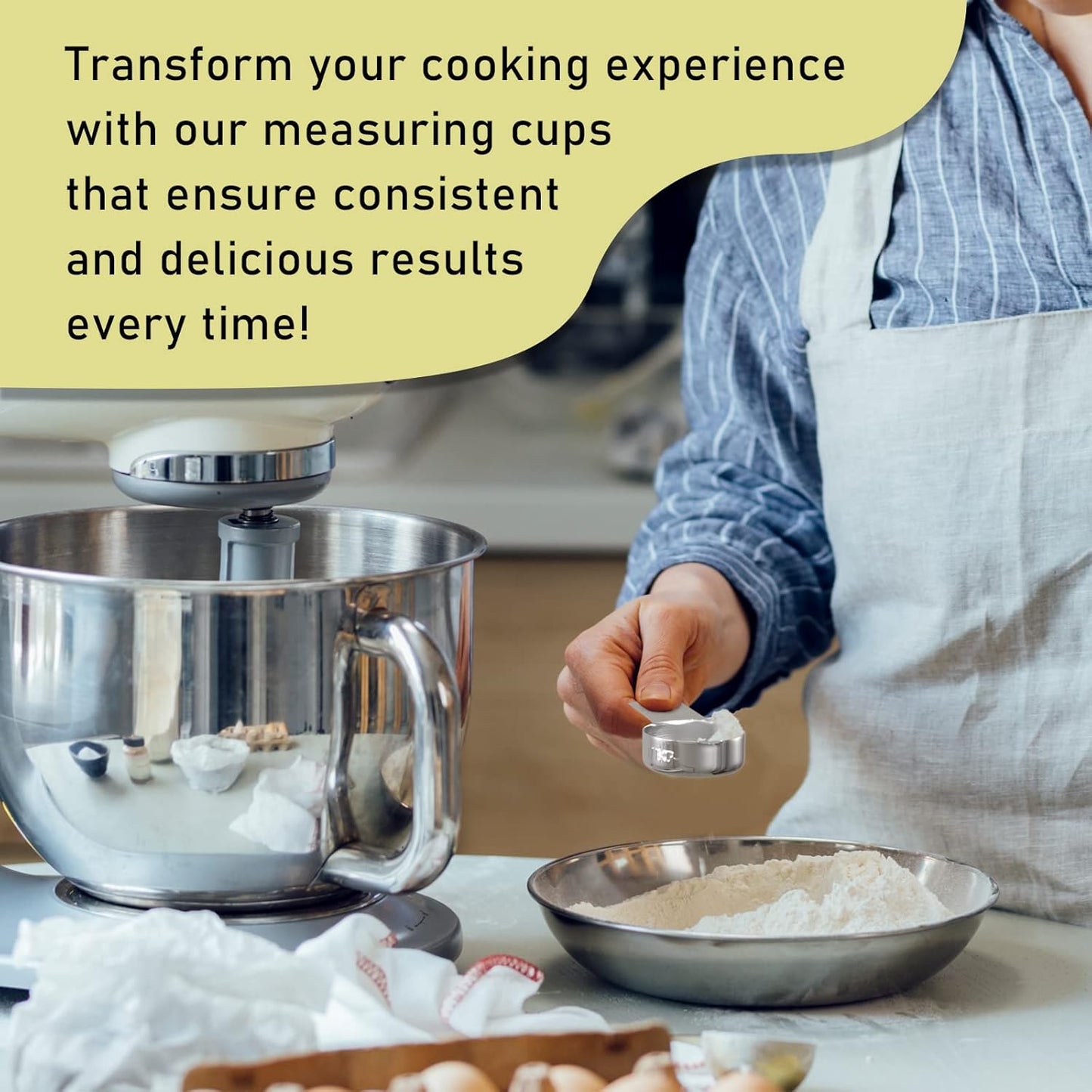 1PCS 1/8Cup (30ml, 1oz) Single Measuring Cup, Stainless Steel Measure Scoop, Metric and US Measurement, Dishwasher Safe