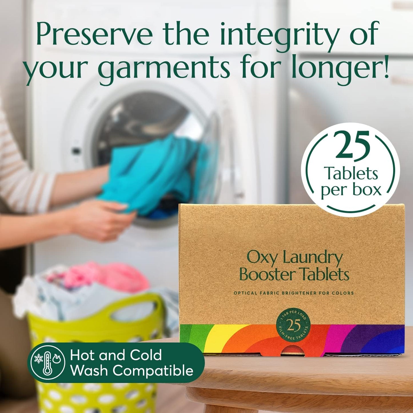 Cleanomic - Oxy Laundry Booster Tablets (Color) - Oxy Cleaner Laundry Stain Remover, Color Safe Bleach, Laundry Whitener Brightener (25 Count)