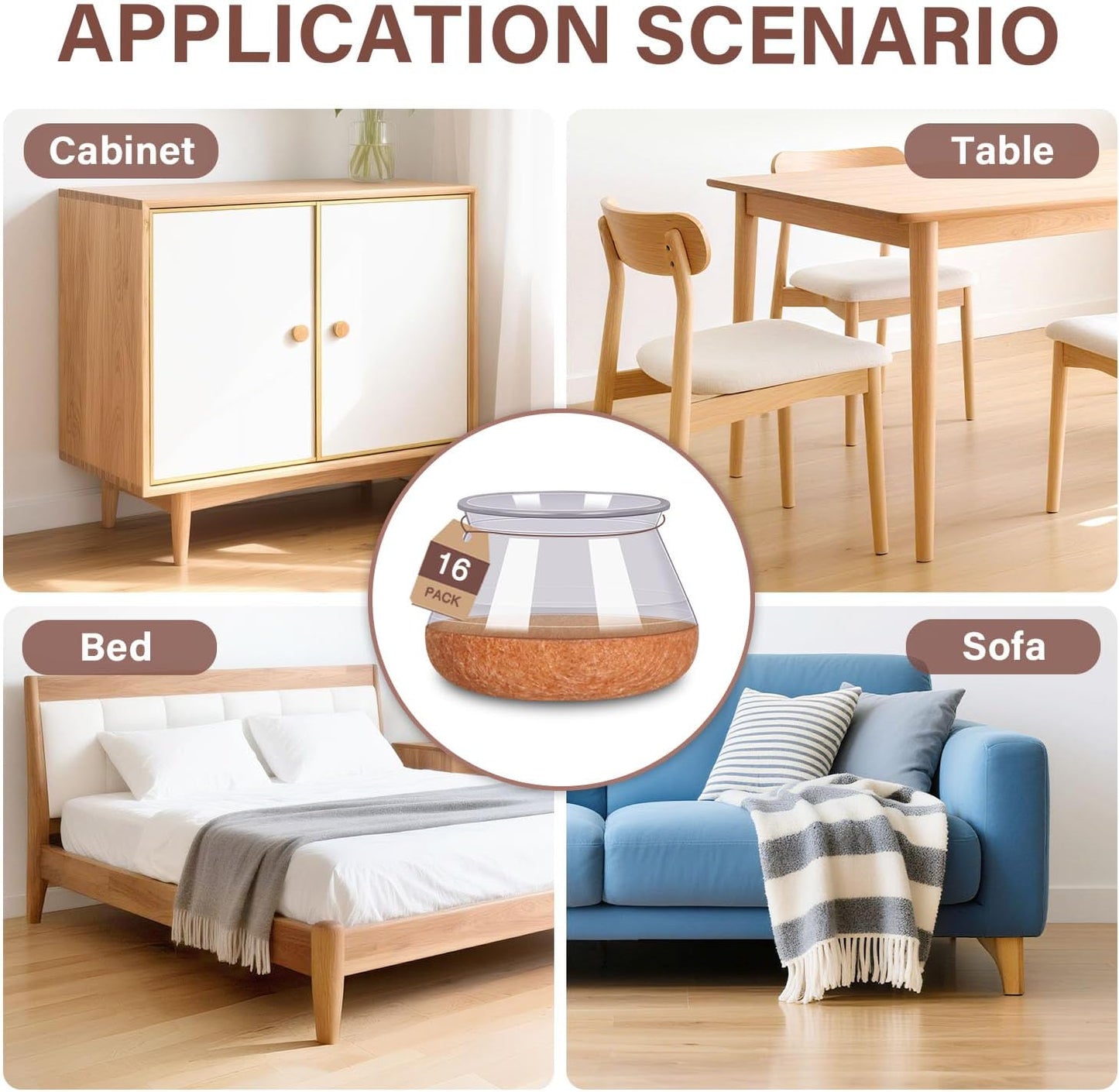 Chair Leg Floor Protectors Round Chair Leg Protectors for Hardwood Floors Silicone Caps Felt Furniture Pads Covers Anti-Scratch Reduce Noise 16 Pack Clear Round X-Large Fit 1-1/2" to 2" (38-50mm)