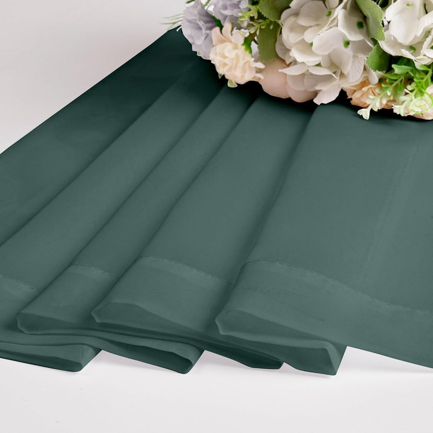 Chyhomenyc Hunter Green Sheer Curtains 45 Inch Long 2 Panels, Short Voile Drapes for Dinning Small Windows Bathroom Living Room Bedroom, Rod Pocket, 42Wx45L Inches