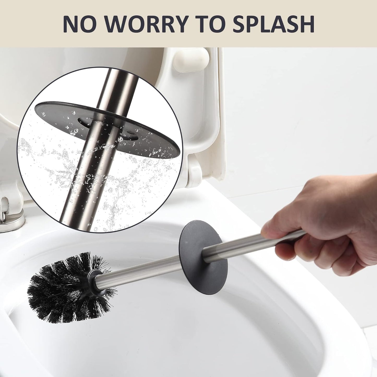 BGL Toilet Brush Holder Freestanding,Brushed Nickel,304 Stainless Steel,SUS304 Toilet Bowl Brush and Holder for Bathroom - Space Saving,Sturdy,Deep Cleaning,Covered Brush