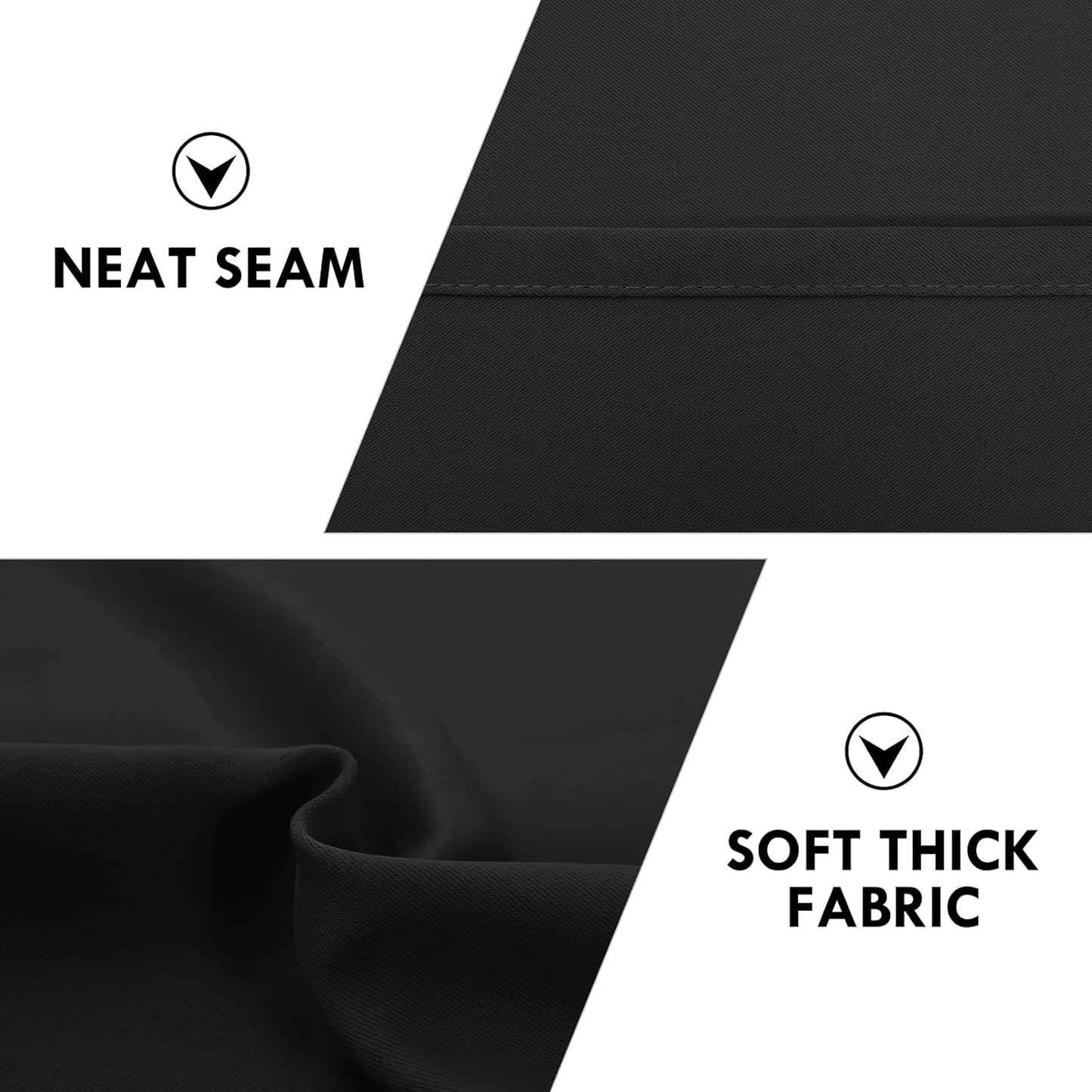 DWCN Blackout Curtains Room Darkening Thermal Insulated Bedroom Curtains Window Curtain Panels, 52 x 54 inches Long, Set of 2 Black Rod Pocket Drapes