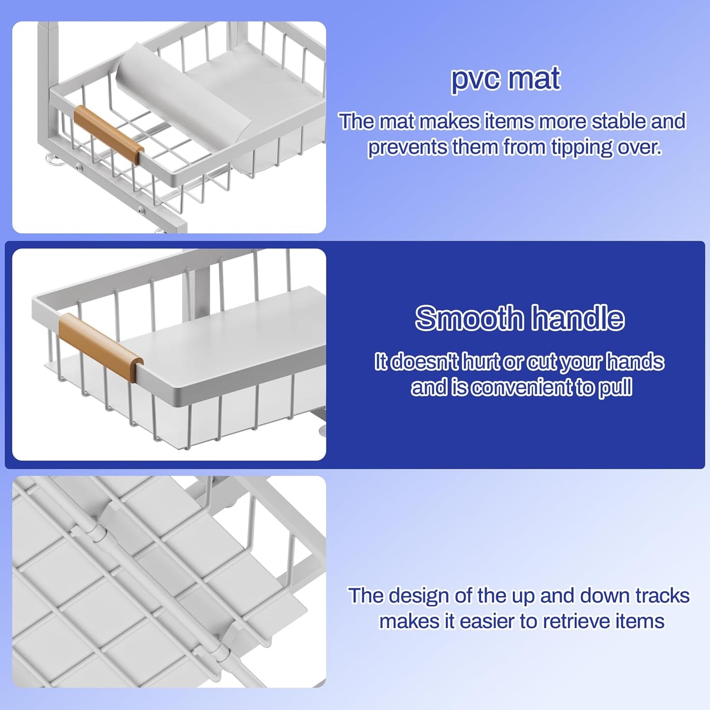 ADBIU Under Sink Organizer, 2 Pack 2 Tier Expandable Height (White, Large Size)