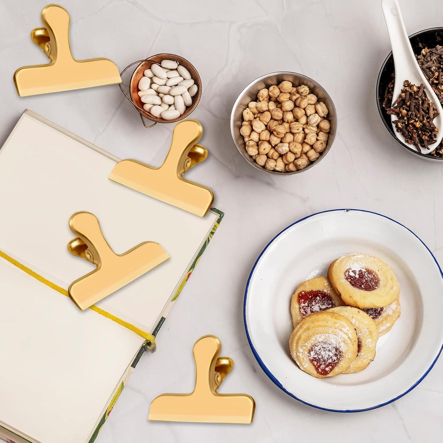 8 Pack 3 Inch Wide Stainless Steel Chip Clips Food Bag Clips Heavy Duty Food Bag Clamp, Chip Clips Metal Hinge Clip File Clamps