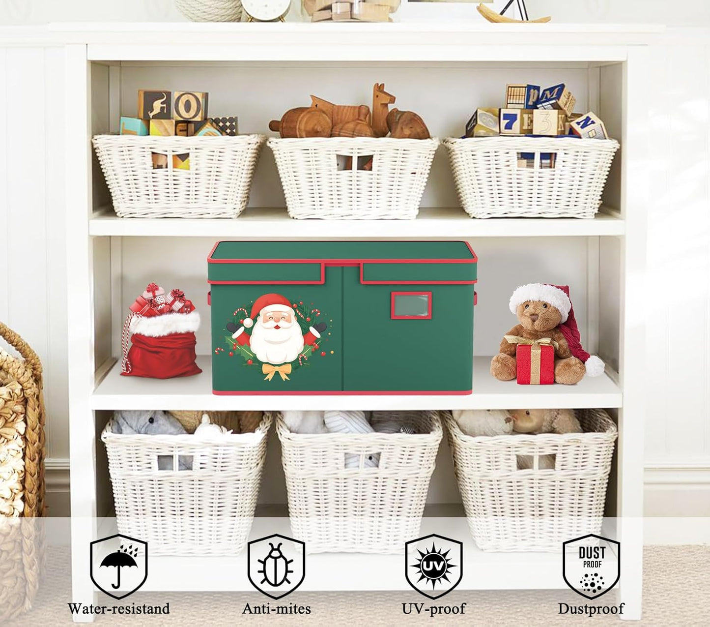 Christmas Ornament Storage Box Christmas Ornament Storage 128 Ornaments Slots 600D Oxford Material Christmas Ornaments Organizer Containers with Handles Holiday Organizer Storage Box