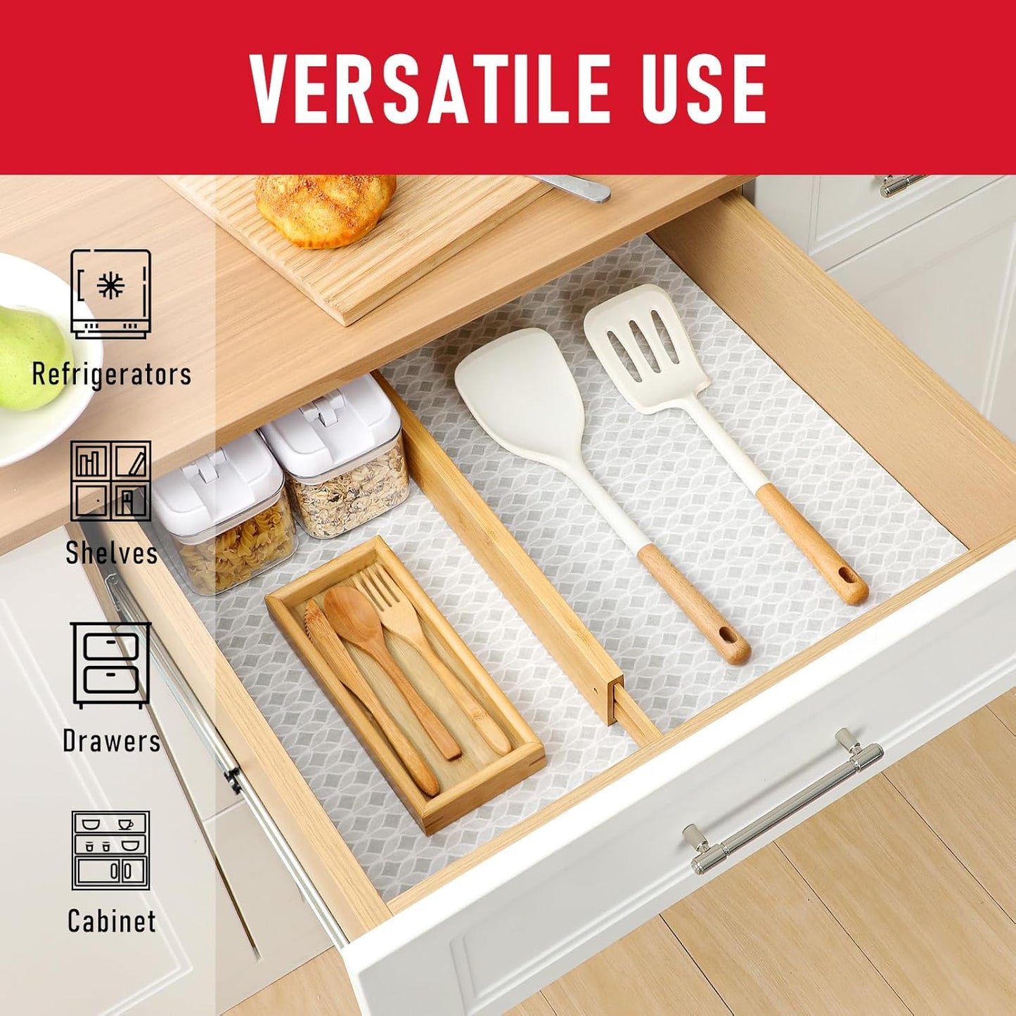 Cooyes Refrigerator Liners, Non-Slip Fridge Liners Washable, Absorbent Refrigerator Shelf Liner for Kitchen Cabinets, Non-Adhesive Refrigerator Mats Fridge bin Liners 12" x 24", 6Pcs