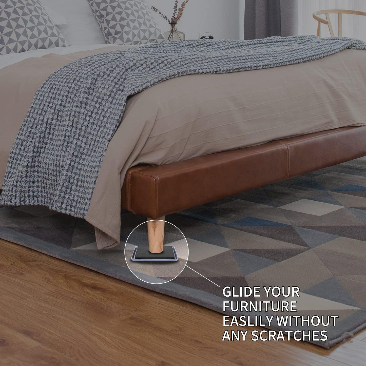 Ezprotekt 8 Pack Reusable Large Furniture Movers Sliders for Carpet, 5" Square Furniture Moving Pads, Carpet Sliders for Heavy Duty Sofa Bed Fridge, Move Items Quickly and Easily (Light Blue)