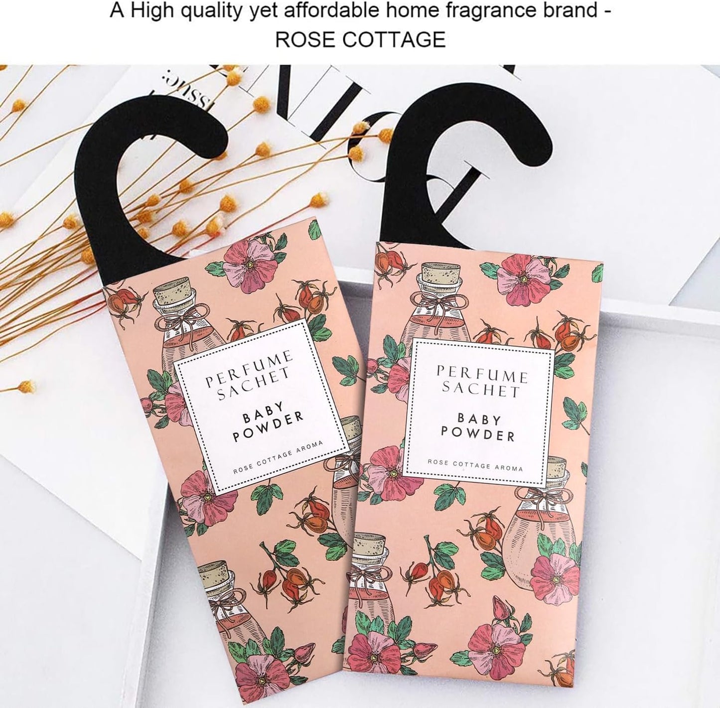 ROSE COTTAGE Large 12 Packs Baby Powder Hanging Closet Air Freshener Scented Sachets Long Lasting Smell Goods