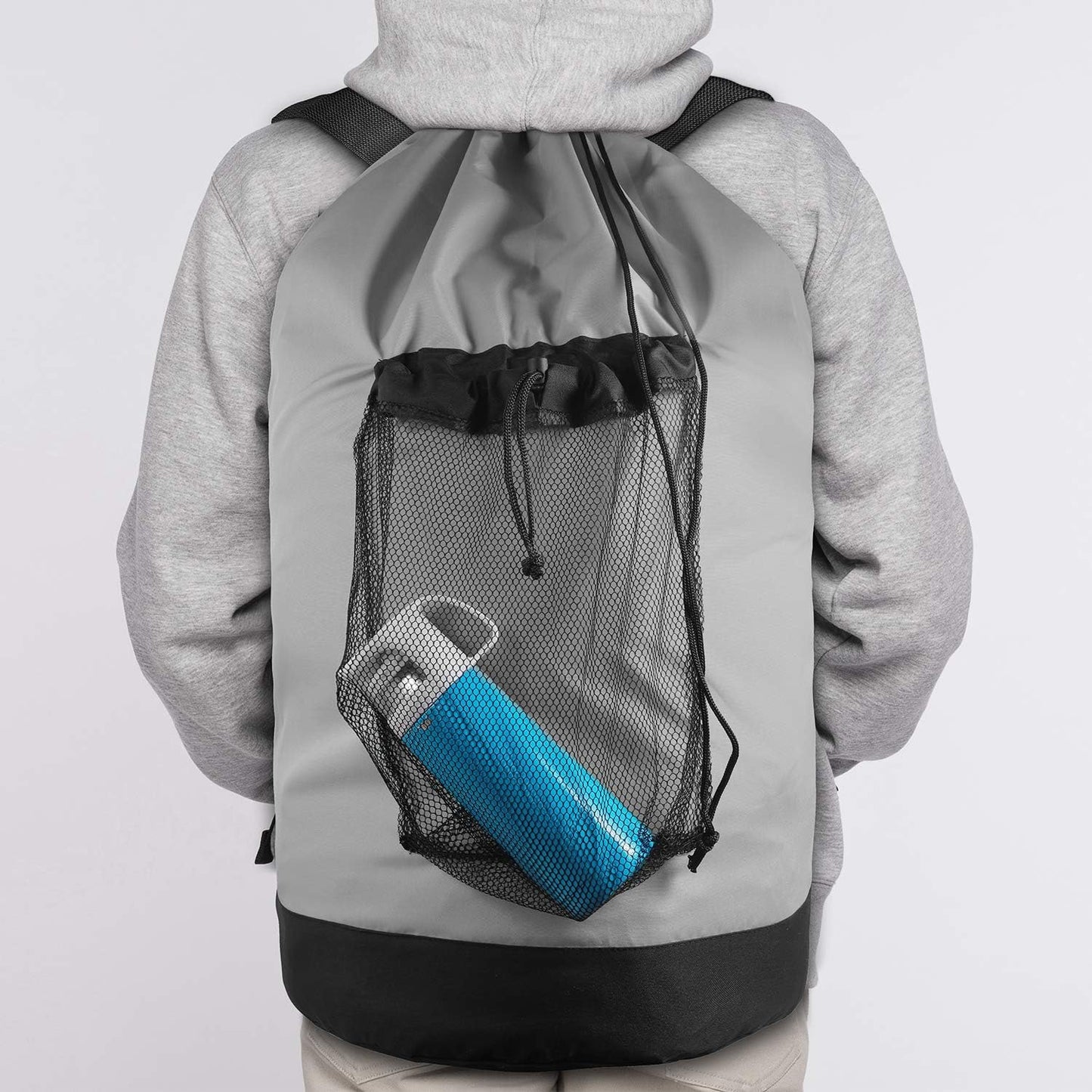 Dalykate Backpack Laundry Bag, Laundry Backpack with Shoulder Straps and Mesh Pocket Durable Nylon Clothes Hamper Bag with Drawstring Closure for College, Travel, Laundromat, Apartment