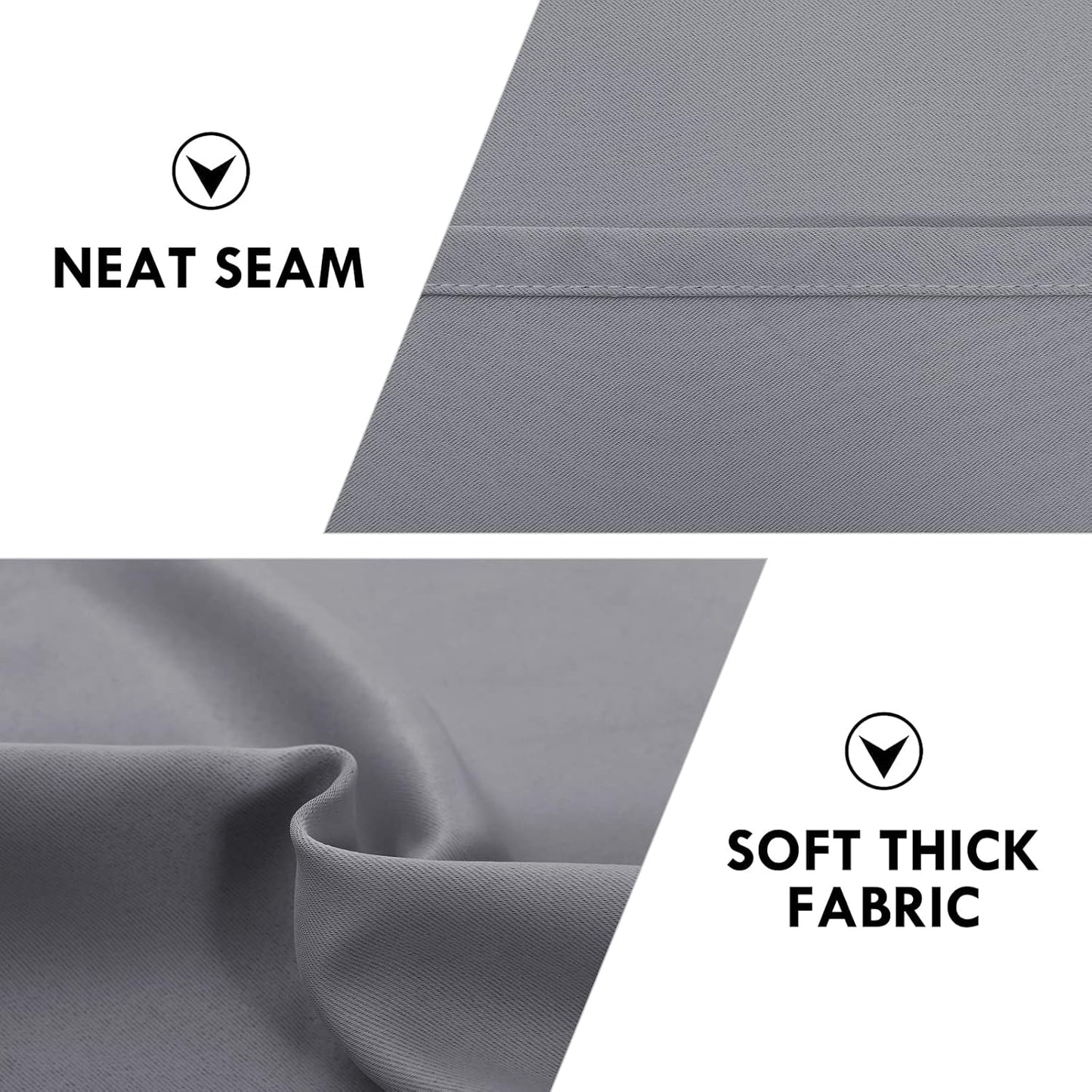 DWCN Grey Room Darkening Blackout Curtains - Thermal Insulated Privacy Energy Saving Window Curtain Drapes 52 x 63 inch Length, Set of 2 Bedroom Living Room Curtains