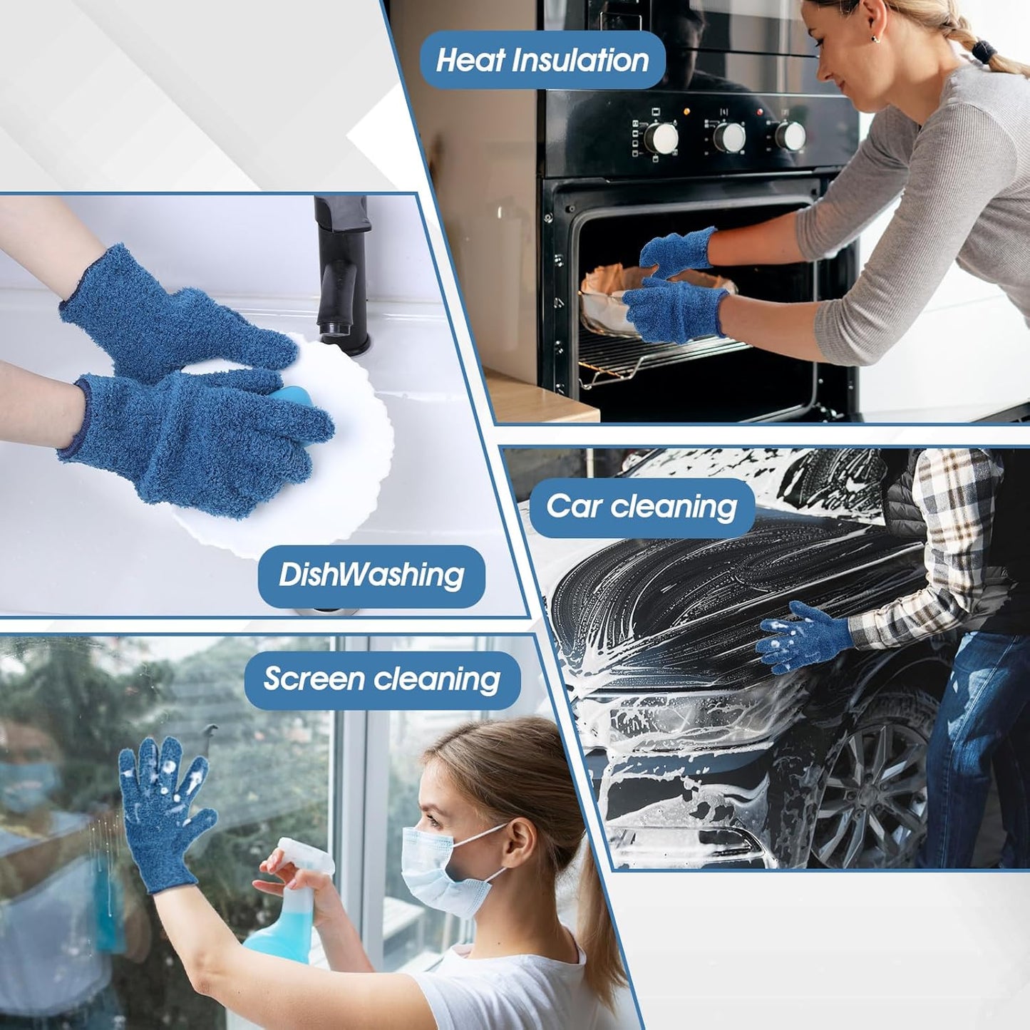 Plant Dusting Gloves, Microfiber Dusters for Cleaning Kitchen Indoor Mitt for House Use Desk Window Blind Screen Wash