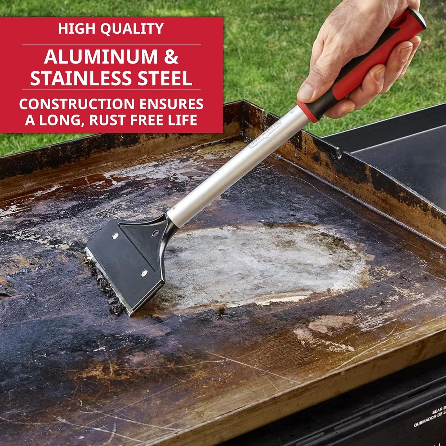 Griddle-Whiz 3 Piece Griddle Cleaning Kit | Liquid Grill Cleaner w/Griddle Scraper & Scrubber Pad for Flat Top Grills | For Blackstone Accessories by FryOilSaver (32oz Bottles)