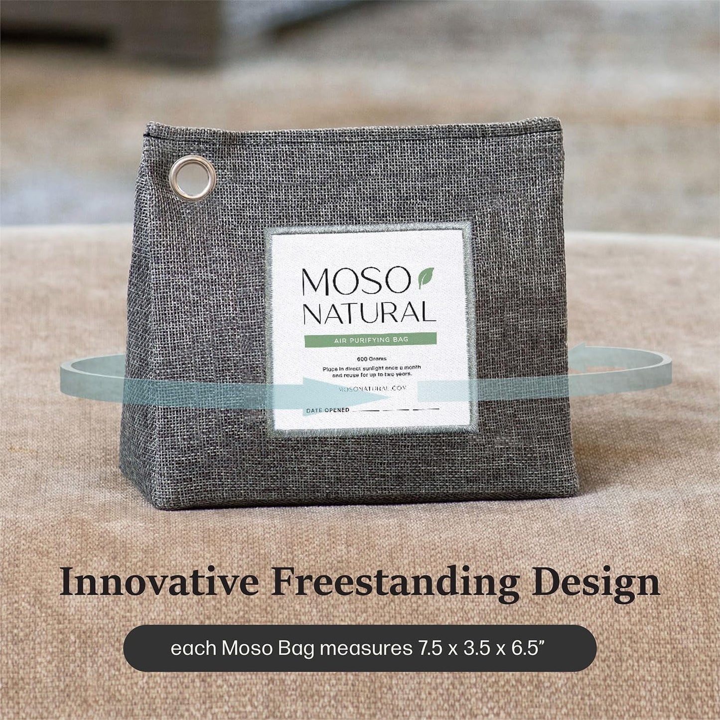 Moso Natural Air Purifying Bag 600g, Premium Bamboo Charcoal Odor Absorber, Room Deodorizer for Large Spaces, Bedroom, Kitchen, Basement, Pet Odor Eliminator for Home, 21oz Charcoal Bags